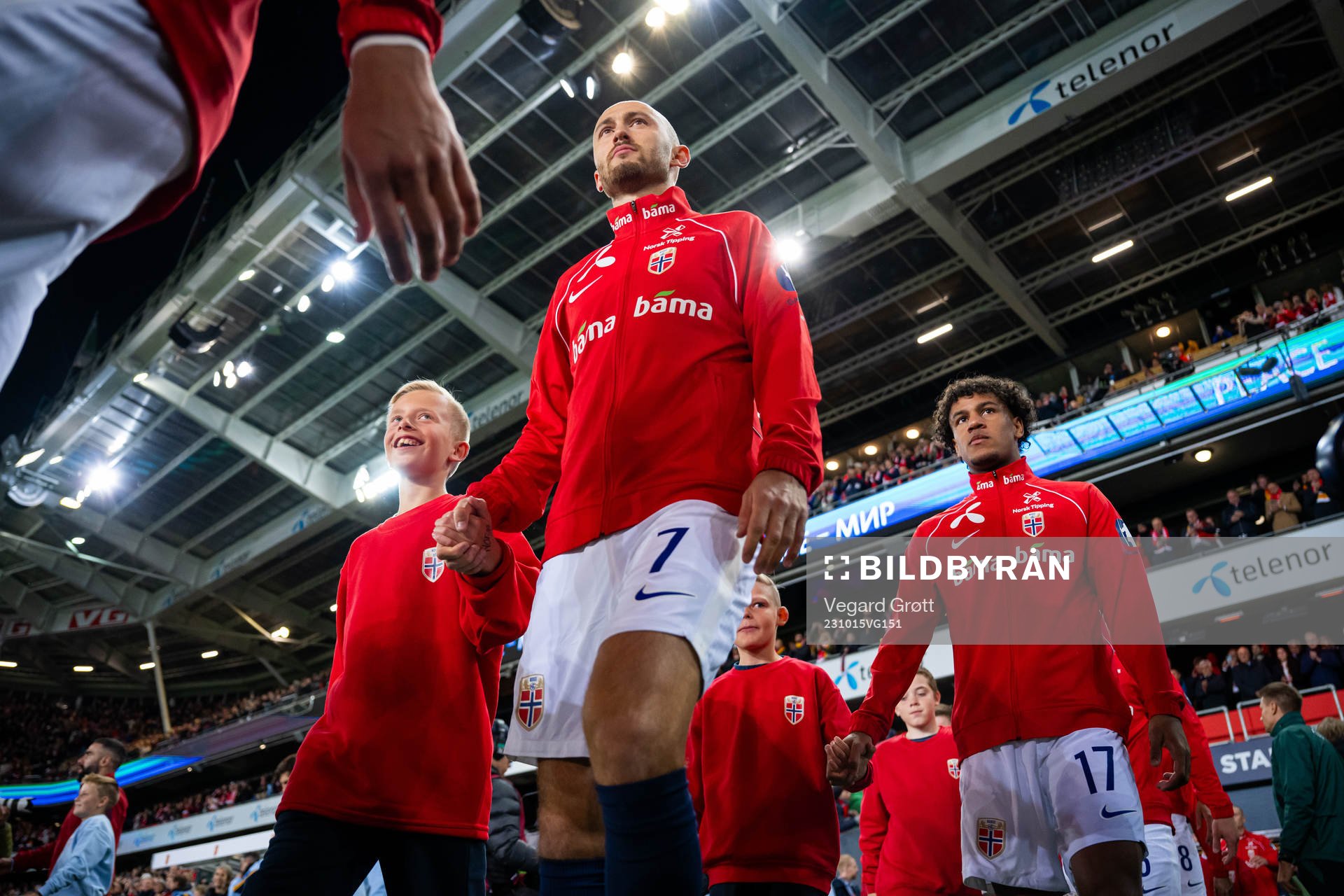 Fredrik Aursnes of Norway enters the pitch