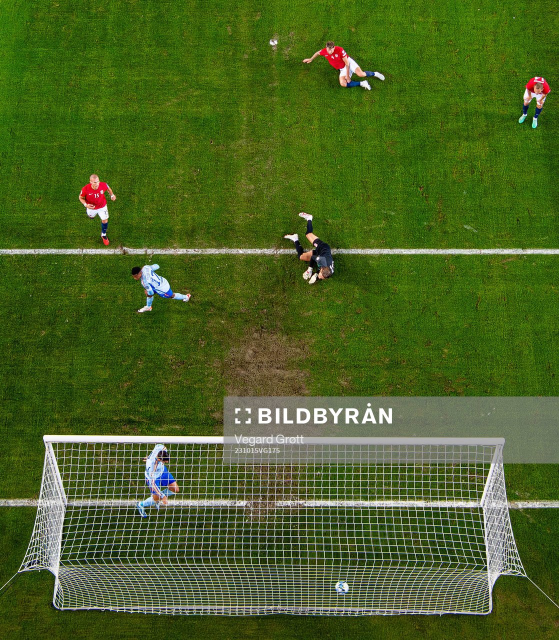 Álvaro Morata of Spain scores a disallowed goal behind