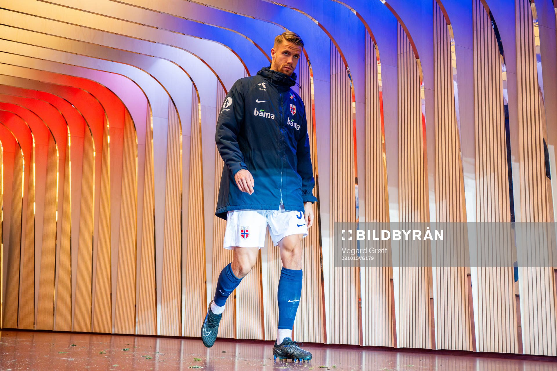 Kristoffer Ajer of Norway at half-time