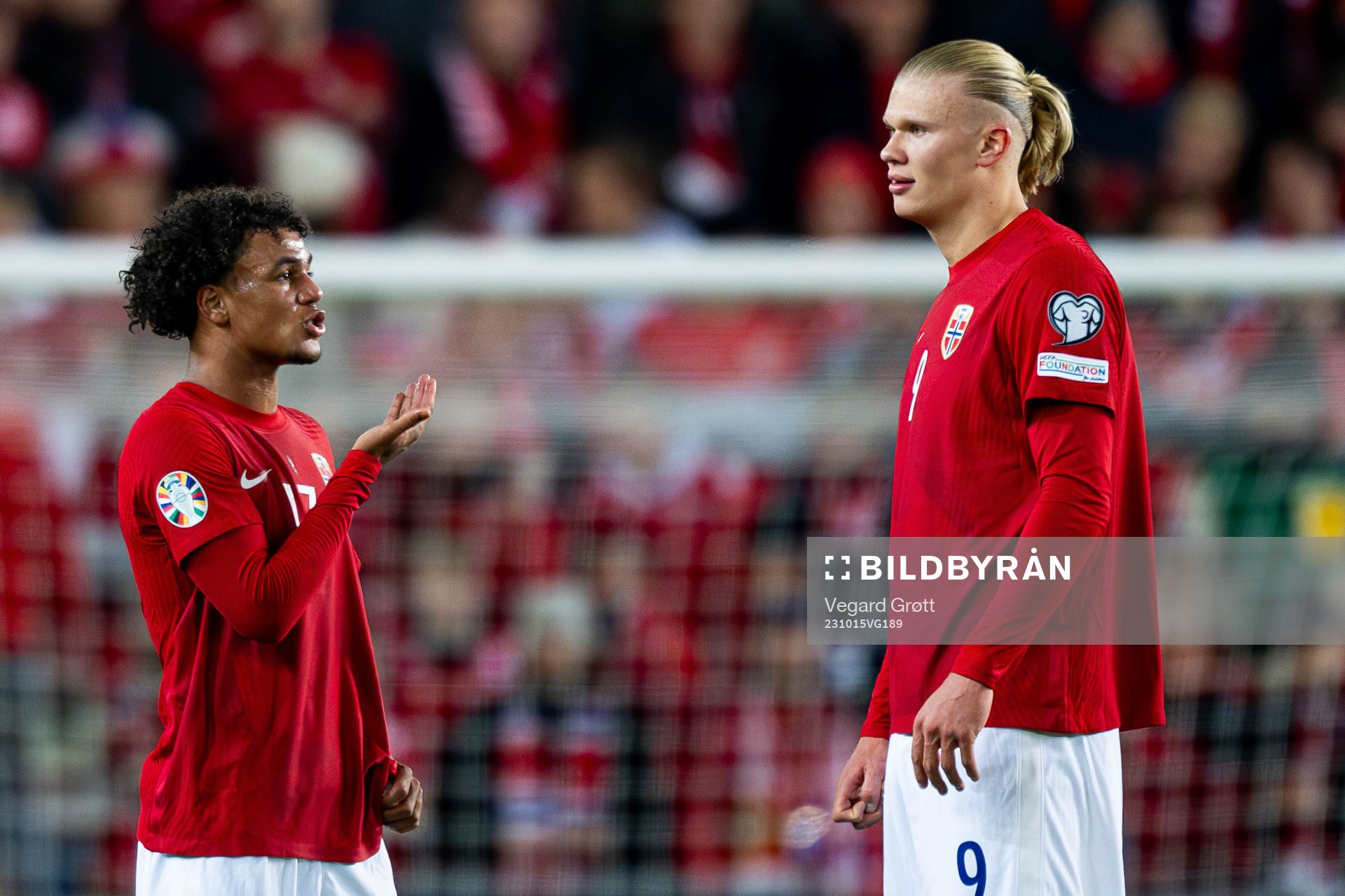 Oscar Bobb and Erling Braut Haaland of Norway