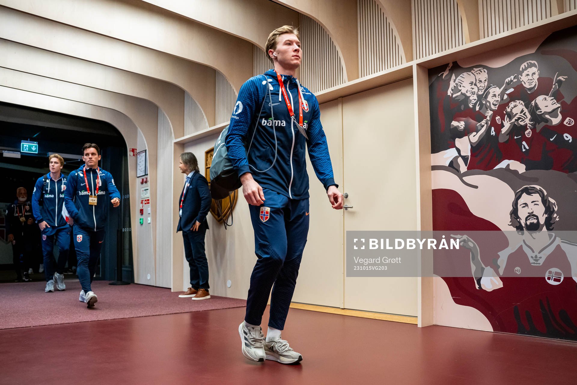 Goalkeeper Mathias Dyngeland of Norway arrives
