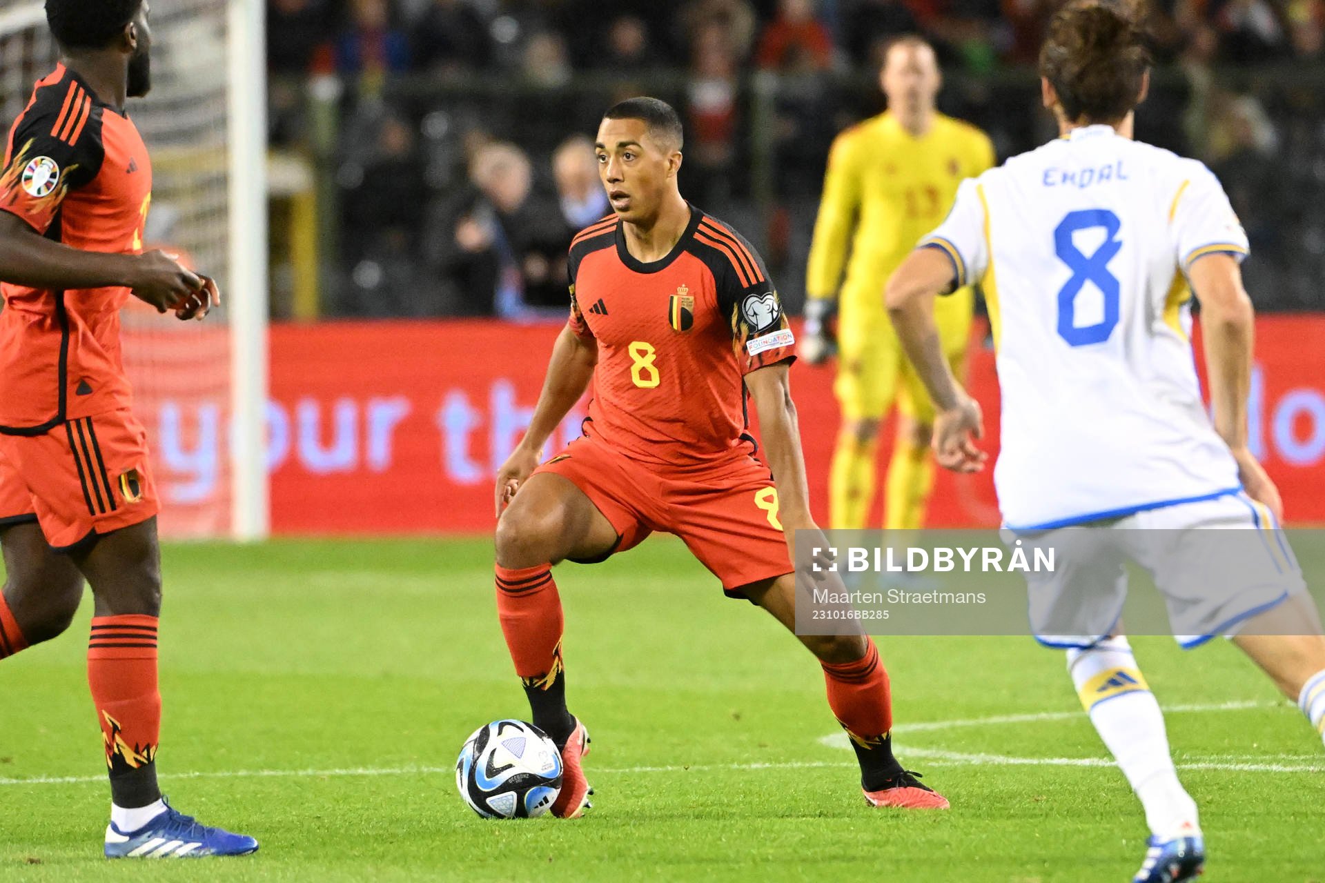 Youri Tielemans of Belgium in action with the ball