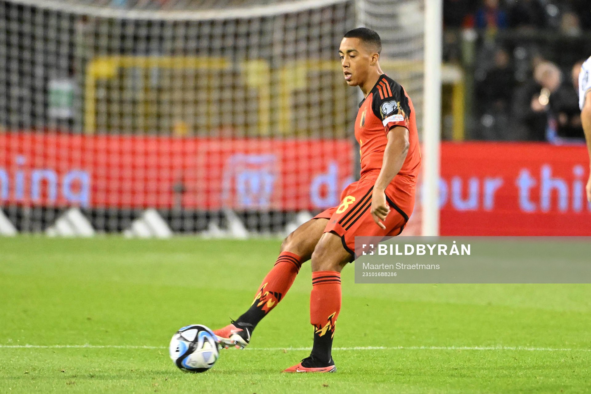 Youri Tielemans of Belgium in action with the ball