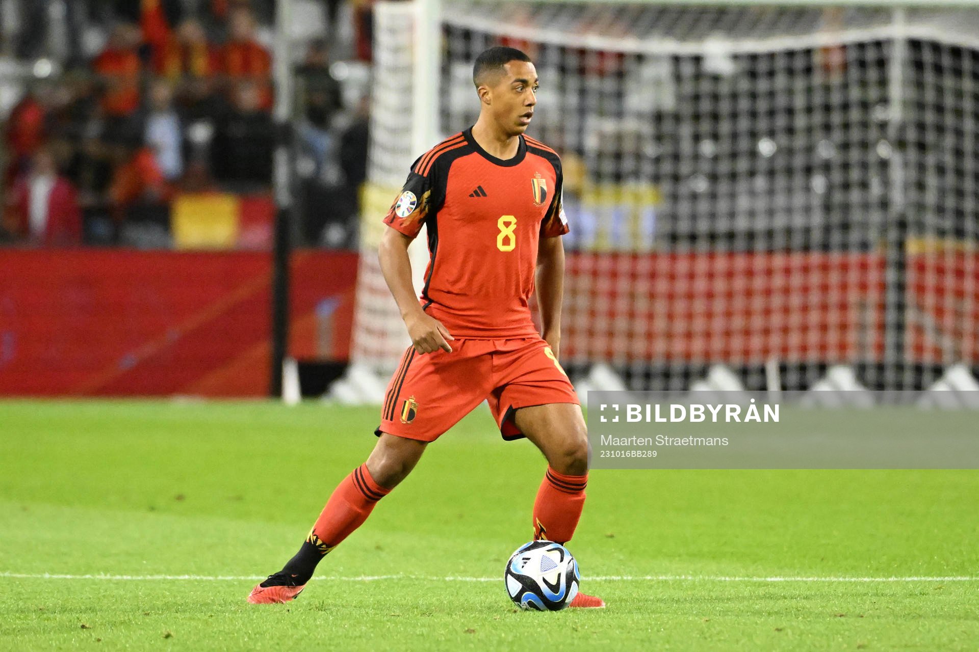 Youri Tielemans of Belgium in action with the ball