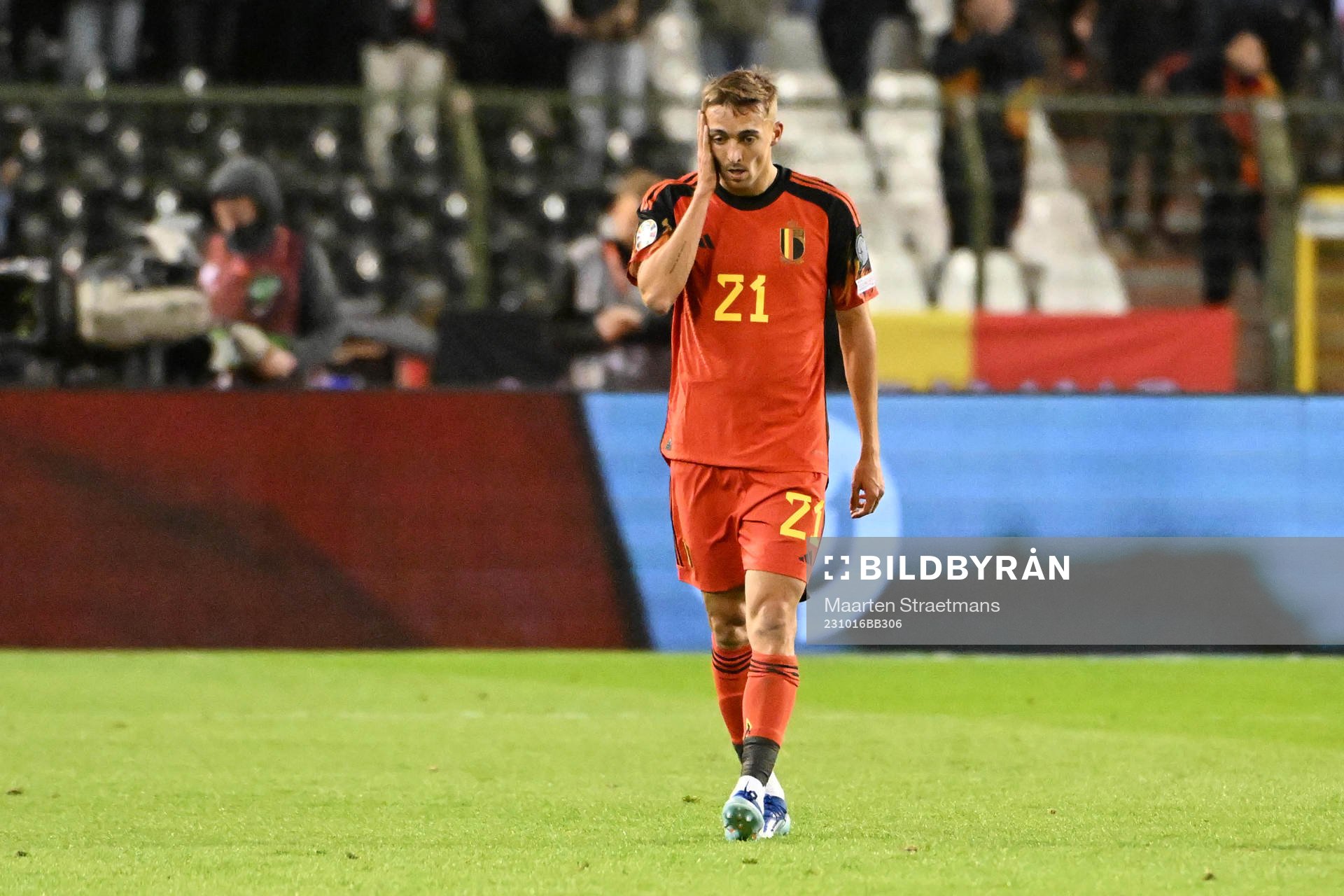Timothy Castagne of Belgium looks dejected