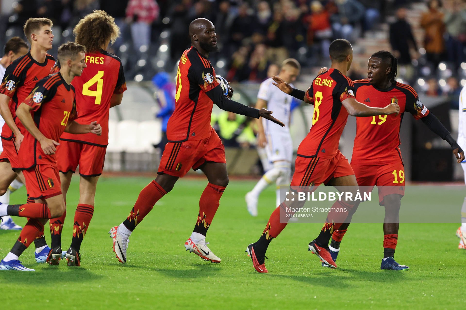 Romelu Lukaku of Belgium scores a penalty and celebrates