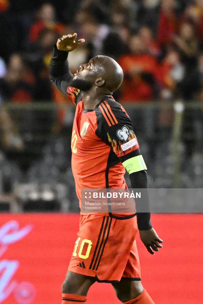 Romelu Lukaku of Belgium celebrates