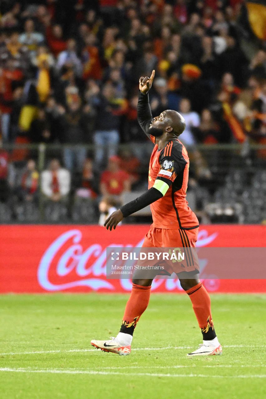Romelu Lukaku of Belgium celebrates