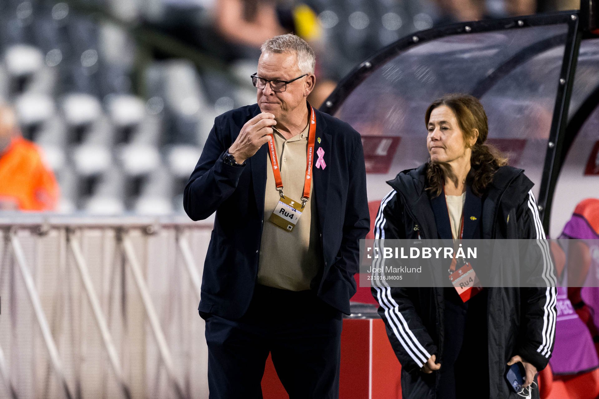 Head coach Janne Andersson of Sweden and media officer