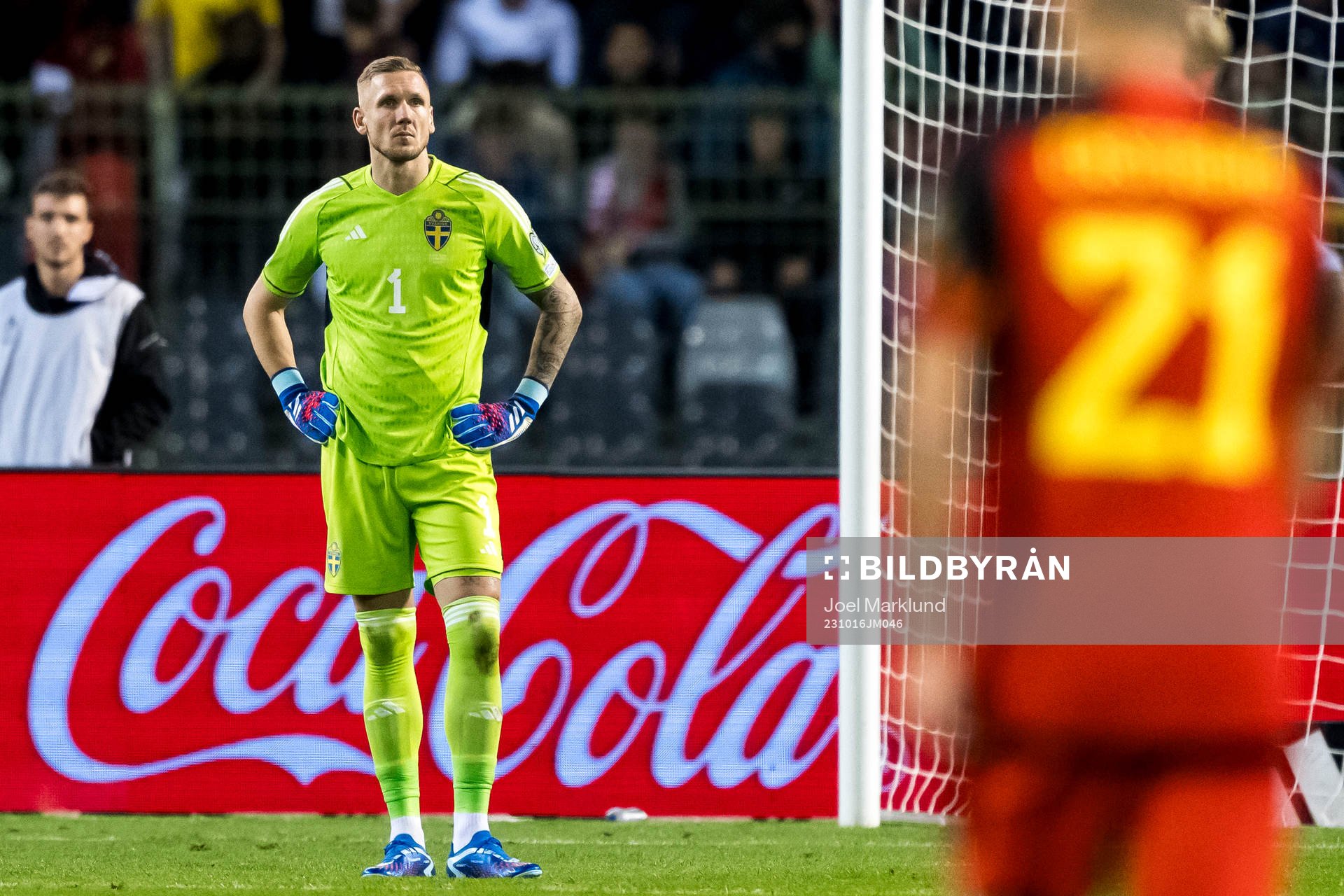Goalkeeper Robin Olsen of Sweden looks dejected