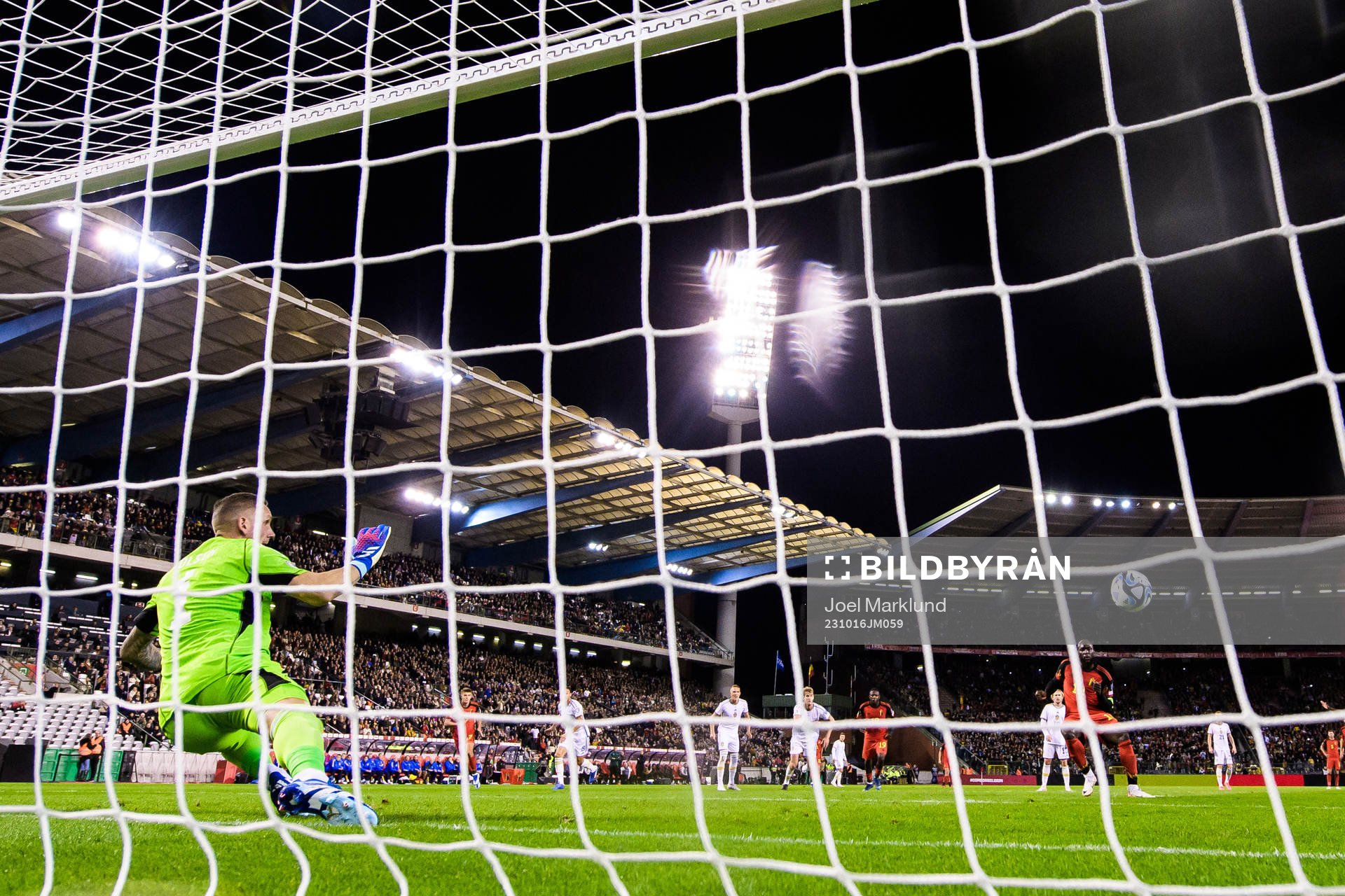 Goalkeeper Robin Olsen of Sweden lets in the 1-1- goal