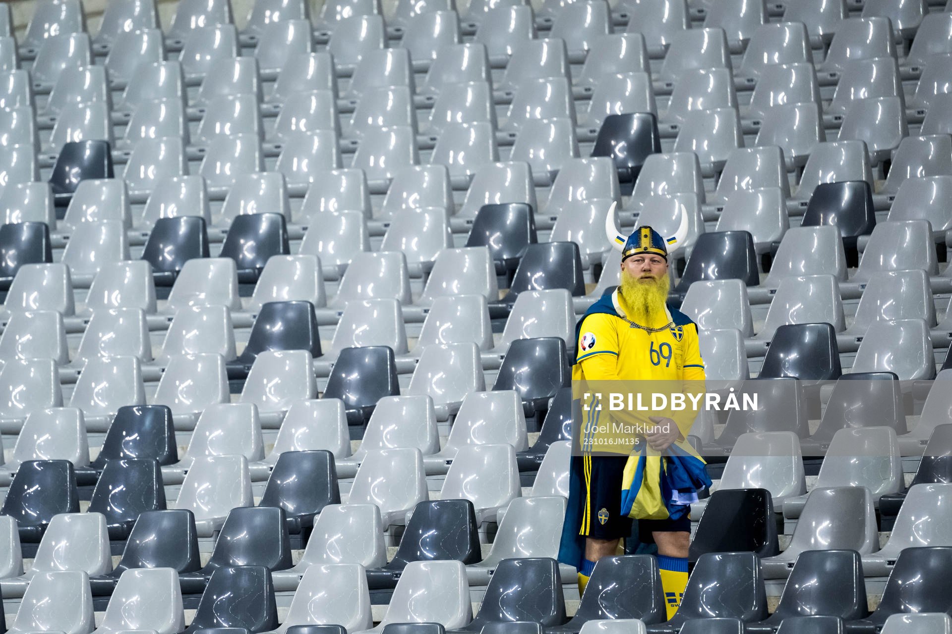 A fan of Sweden in the stands