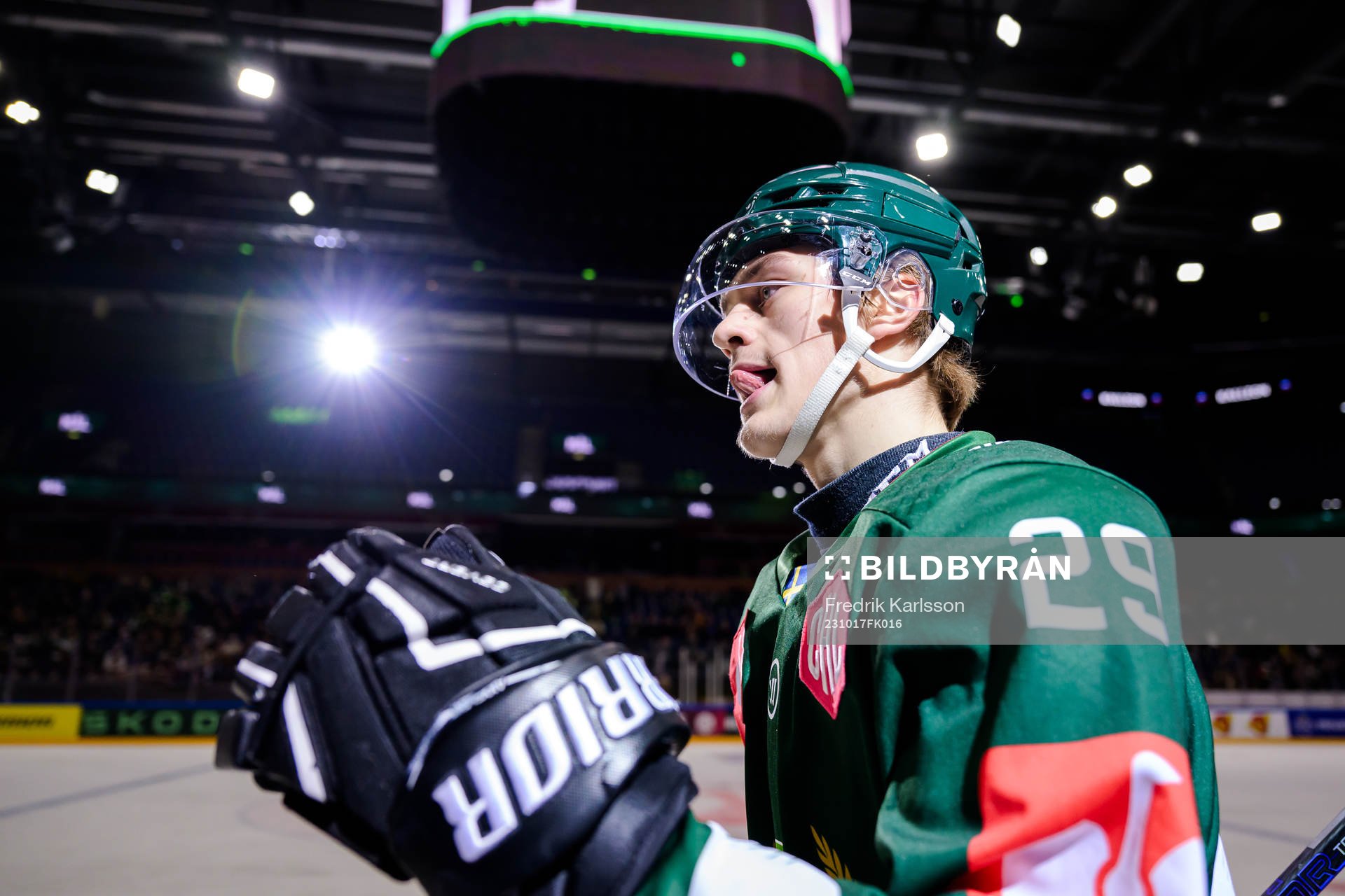 Lucas Forsell of Färjestad celebrates