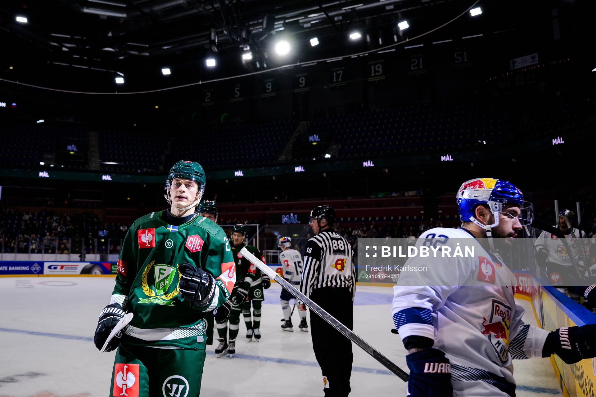 Lucas Forsell of Färjestad celebrates