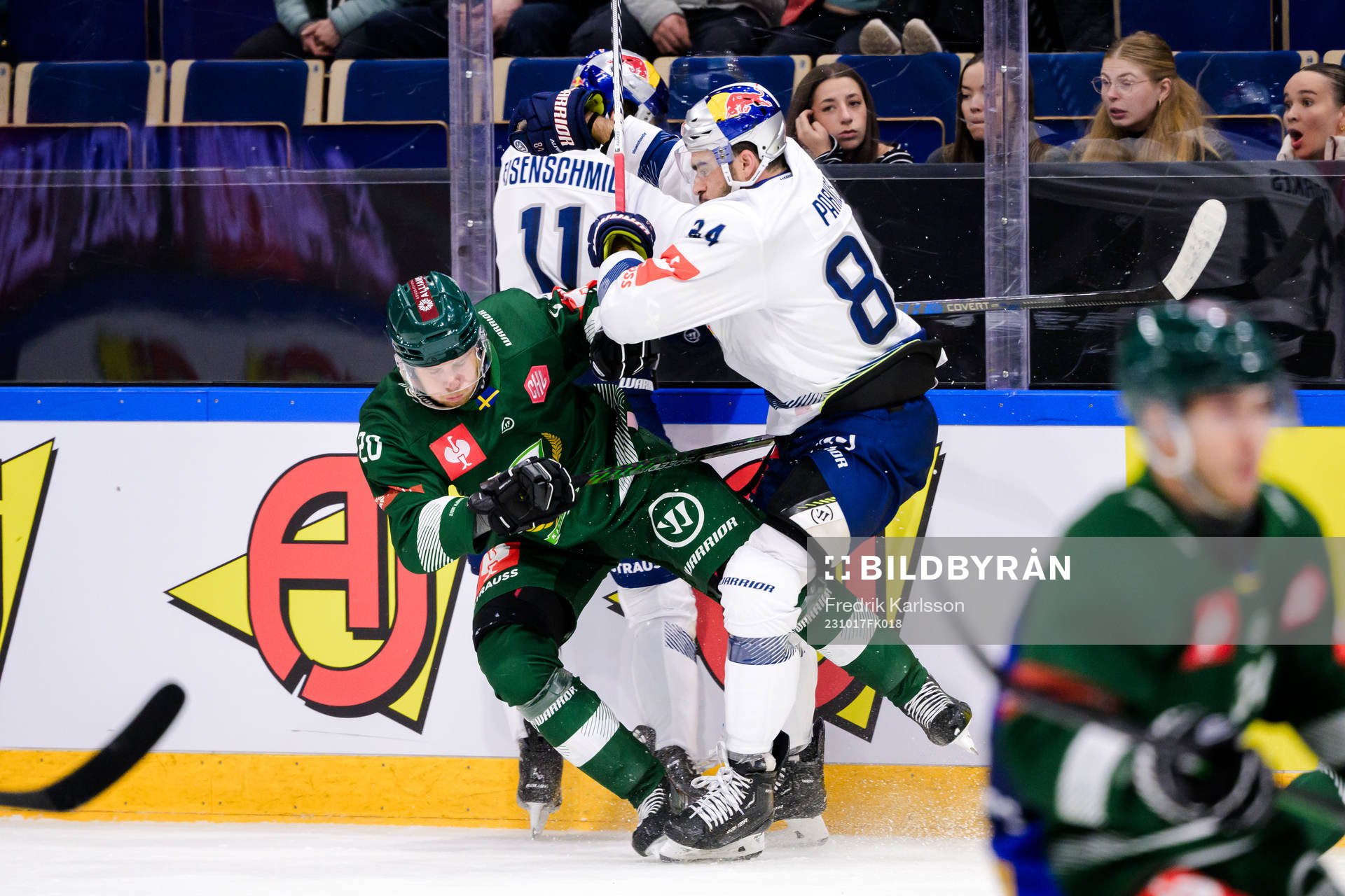 Marcus Westfält of Färjestad against Trevor Parkes and