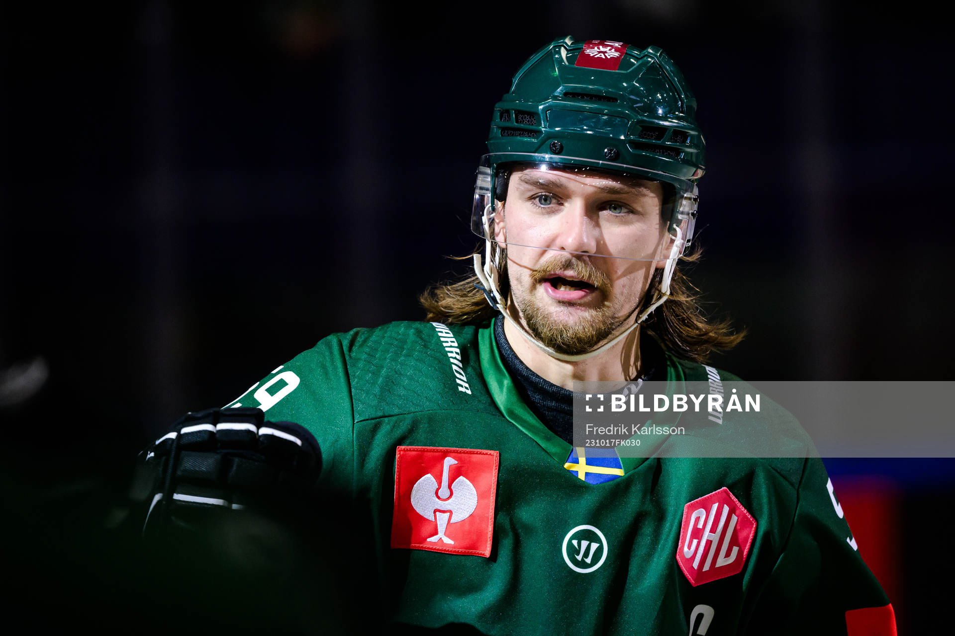 Linus Johansson of Färjestad celebrates