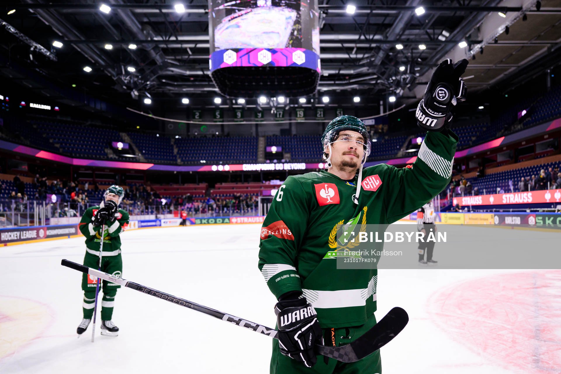 David Tomasek of Färjestad celebrates