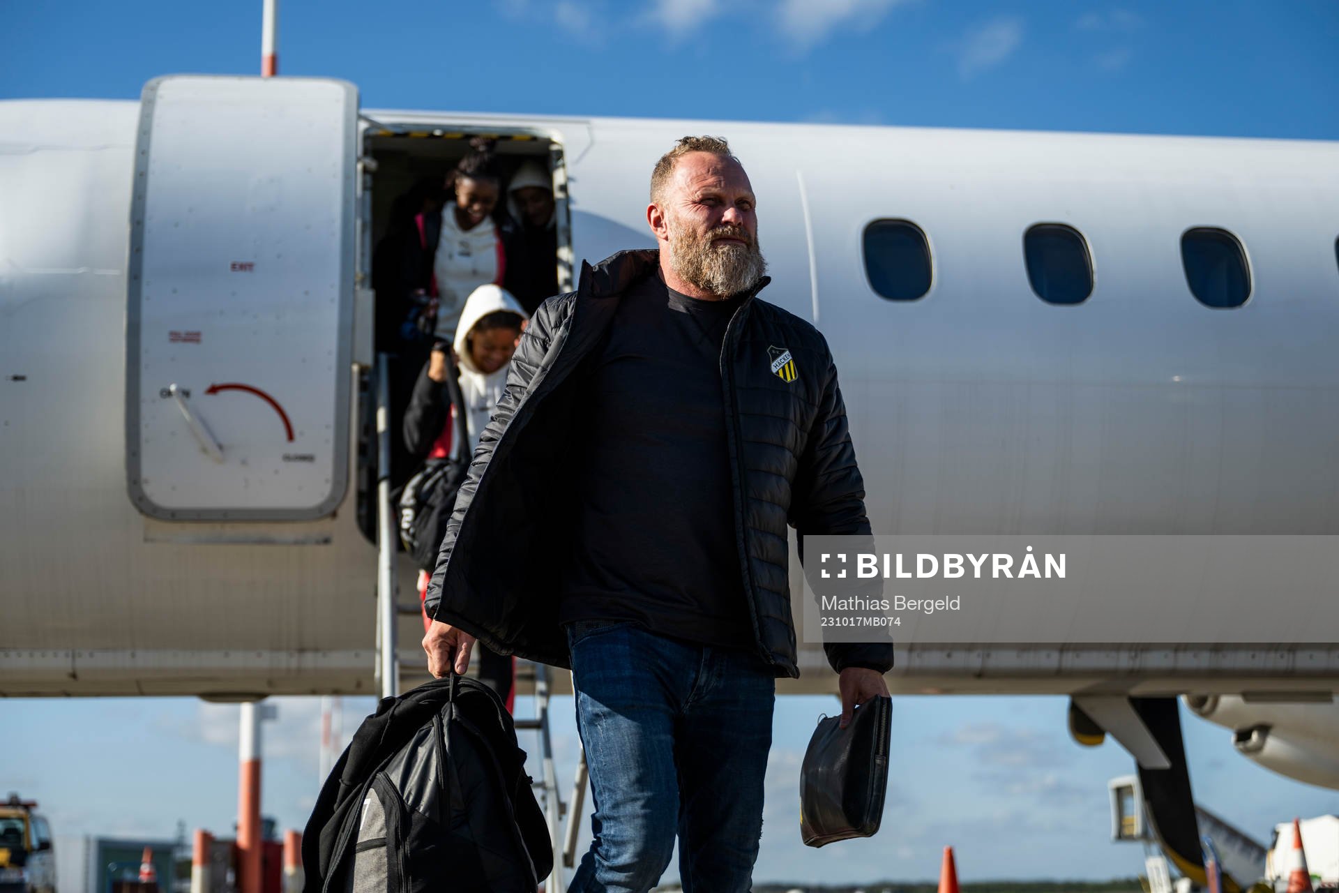 Nicklas Möller head of security of Häcken arrives at