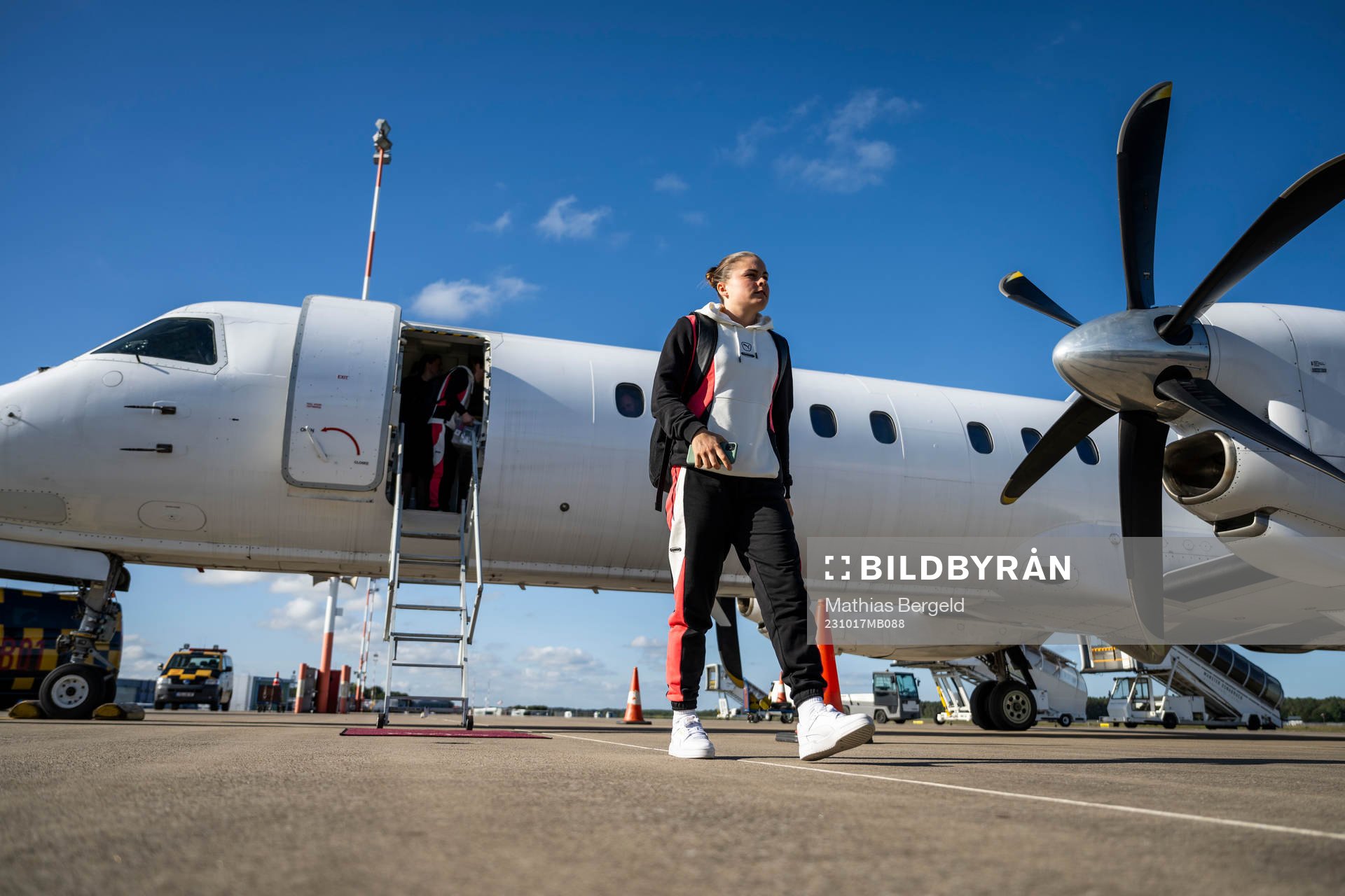 Hanna Wijk of Häcken arrives at Münster/Osnabrück Airport