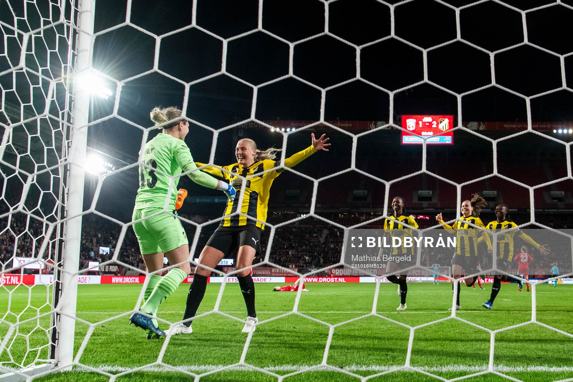 Goalkeeper Jennifer Falk and Elma Junttila Nelhage of