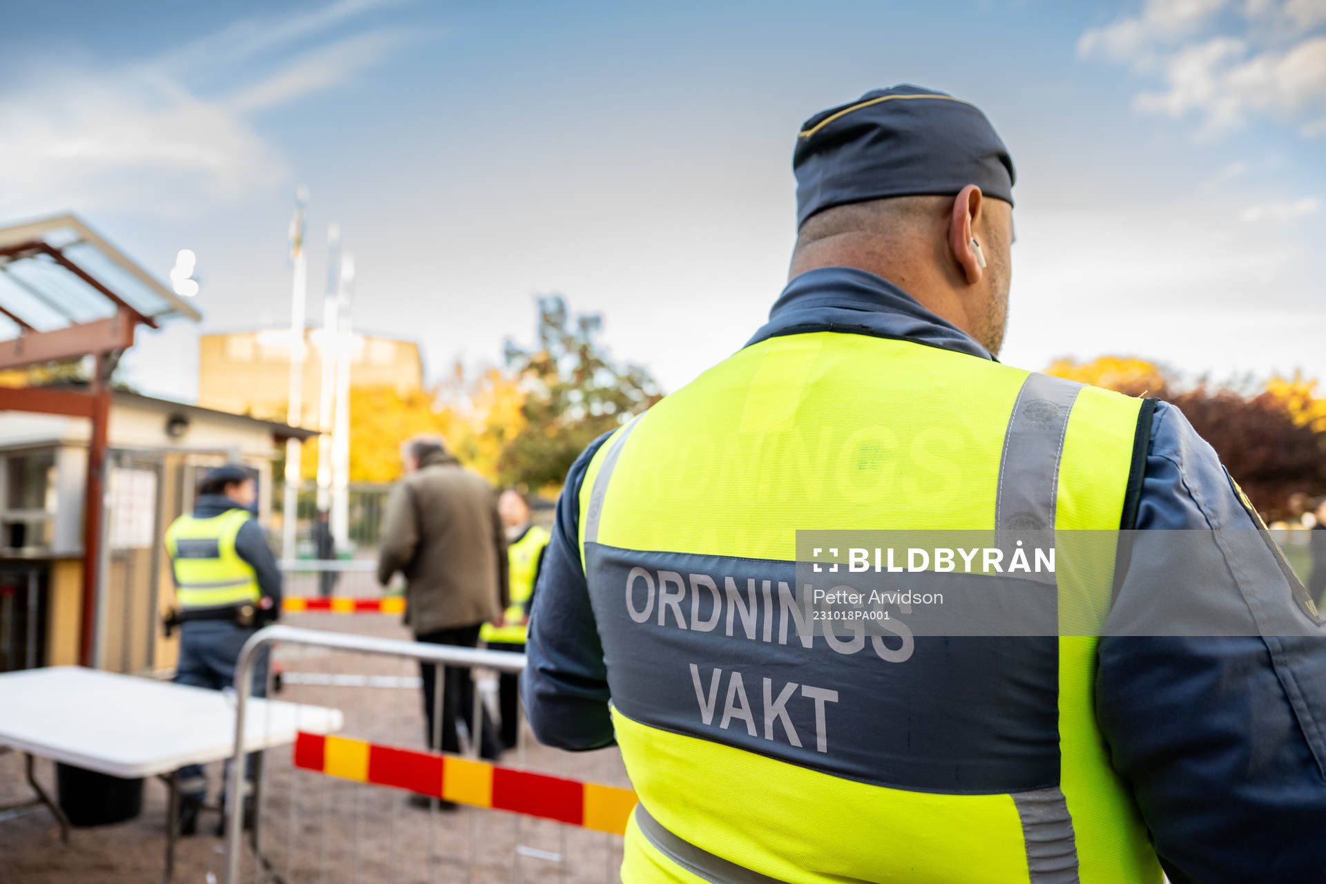 Security guard outside the arena