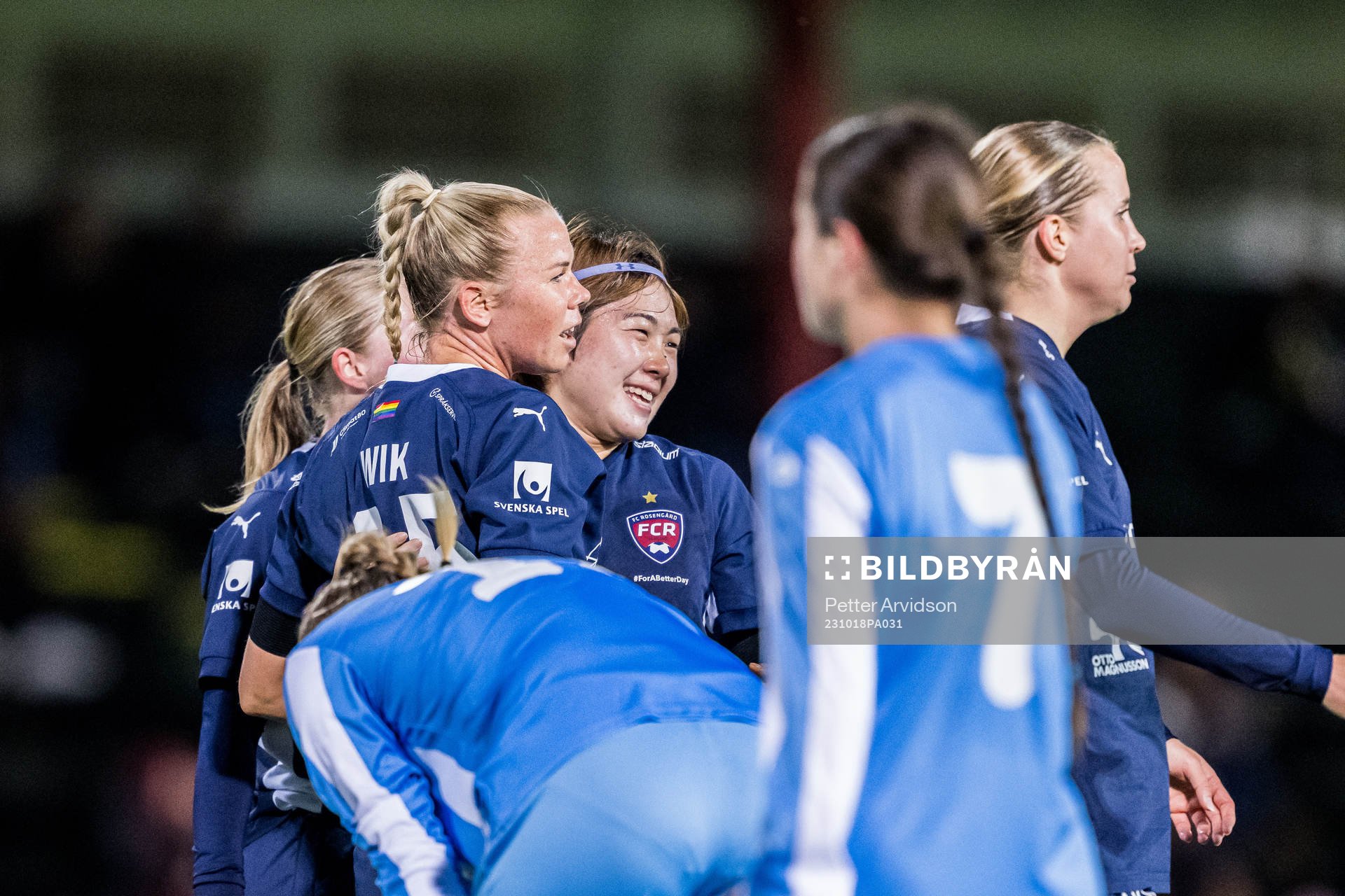 Mai Kadowaki of Rosengård celebrates after 1-0 during the UEFA Women's Champions League qualifying match between FC Rosengård and Spartak Subotica on October 18, 2023 in Malmö.