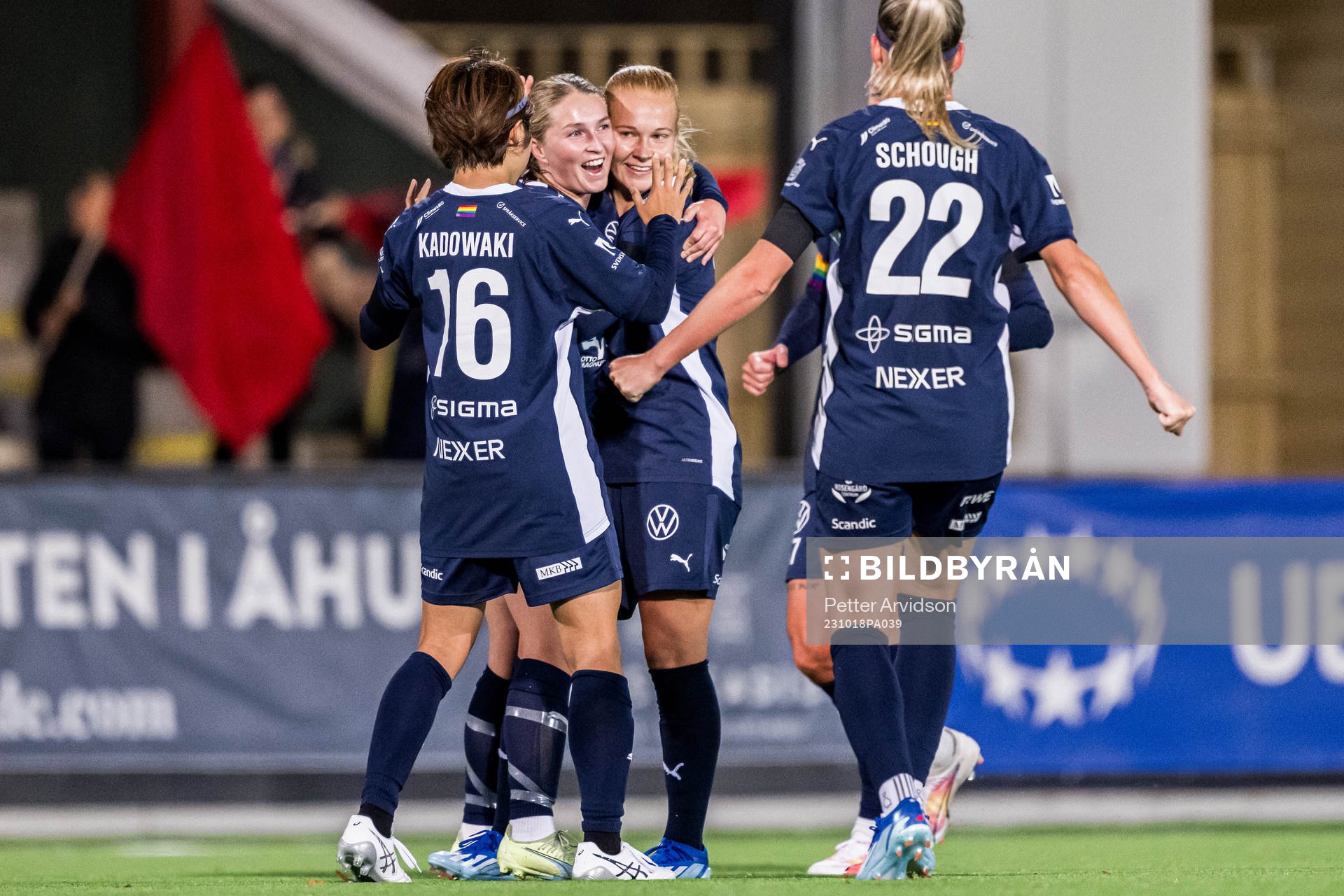 Hanna Andersson and Sofie Bredgaard of Rosengård celebrate