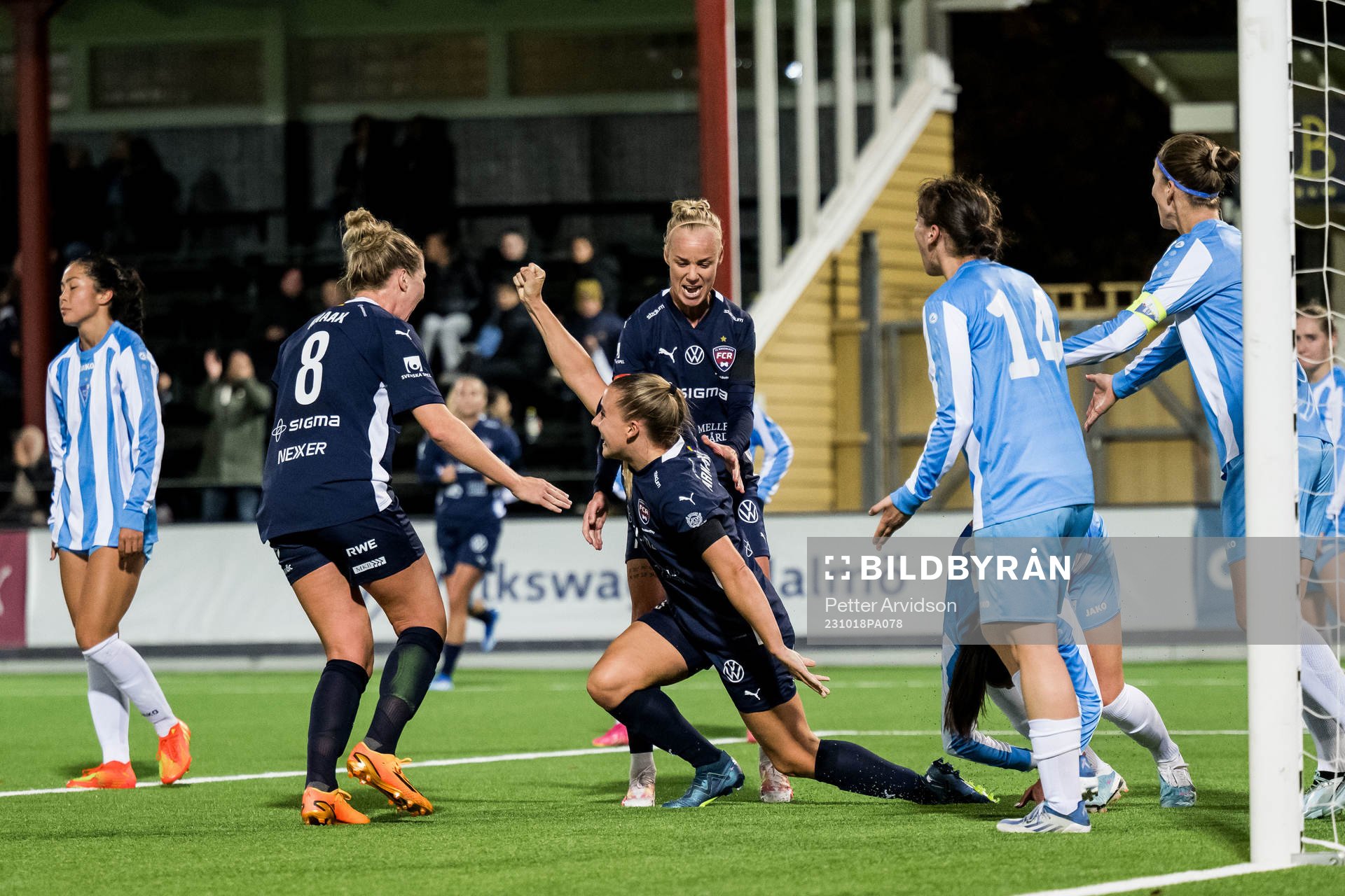Gudrun Arnardottir of Rosengård celebrates 5-0