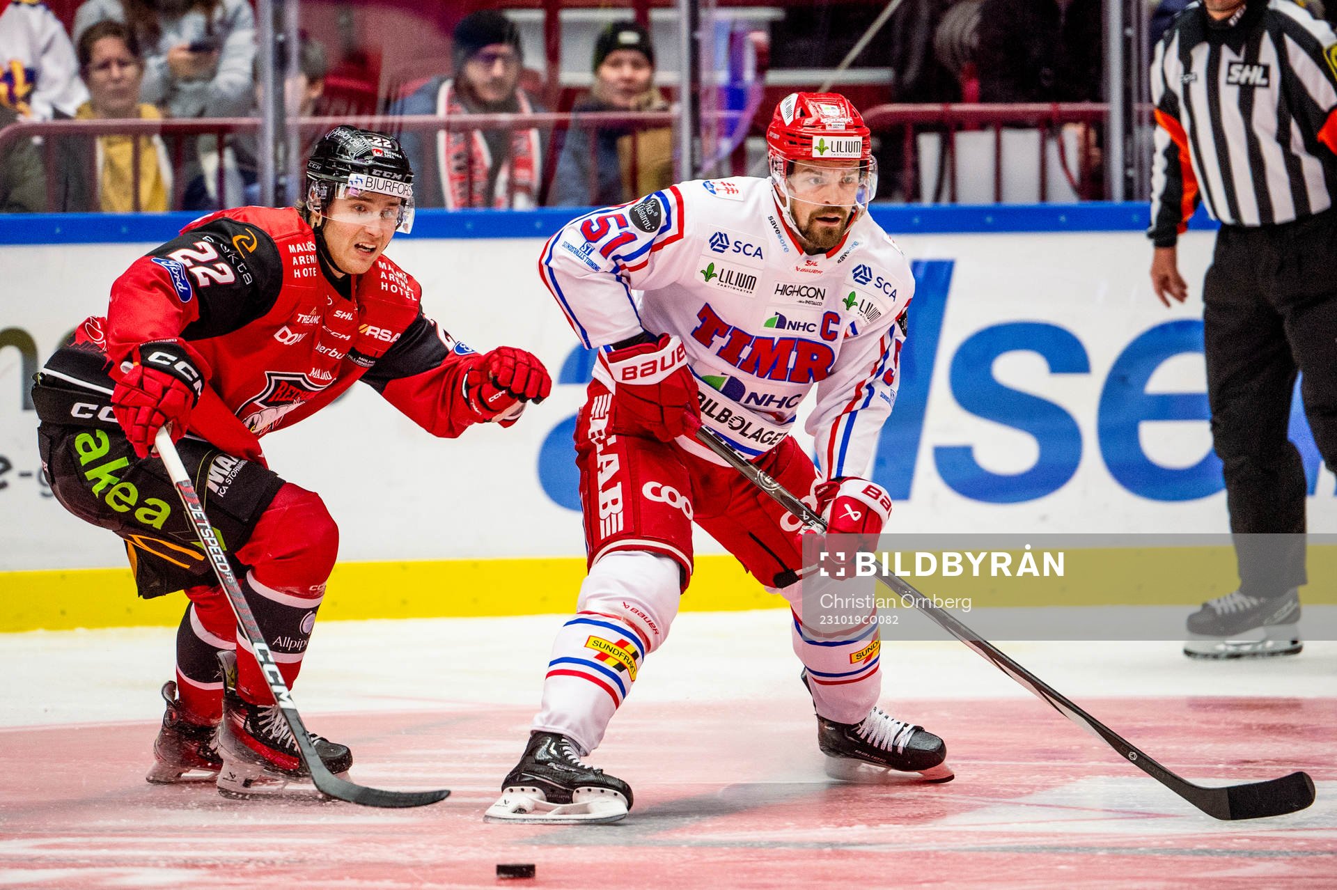 Timrås Anton Lander mot Malmö Redhawks Janne Kuokkanen