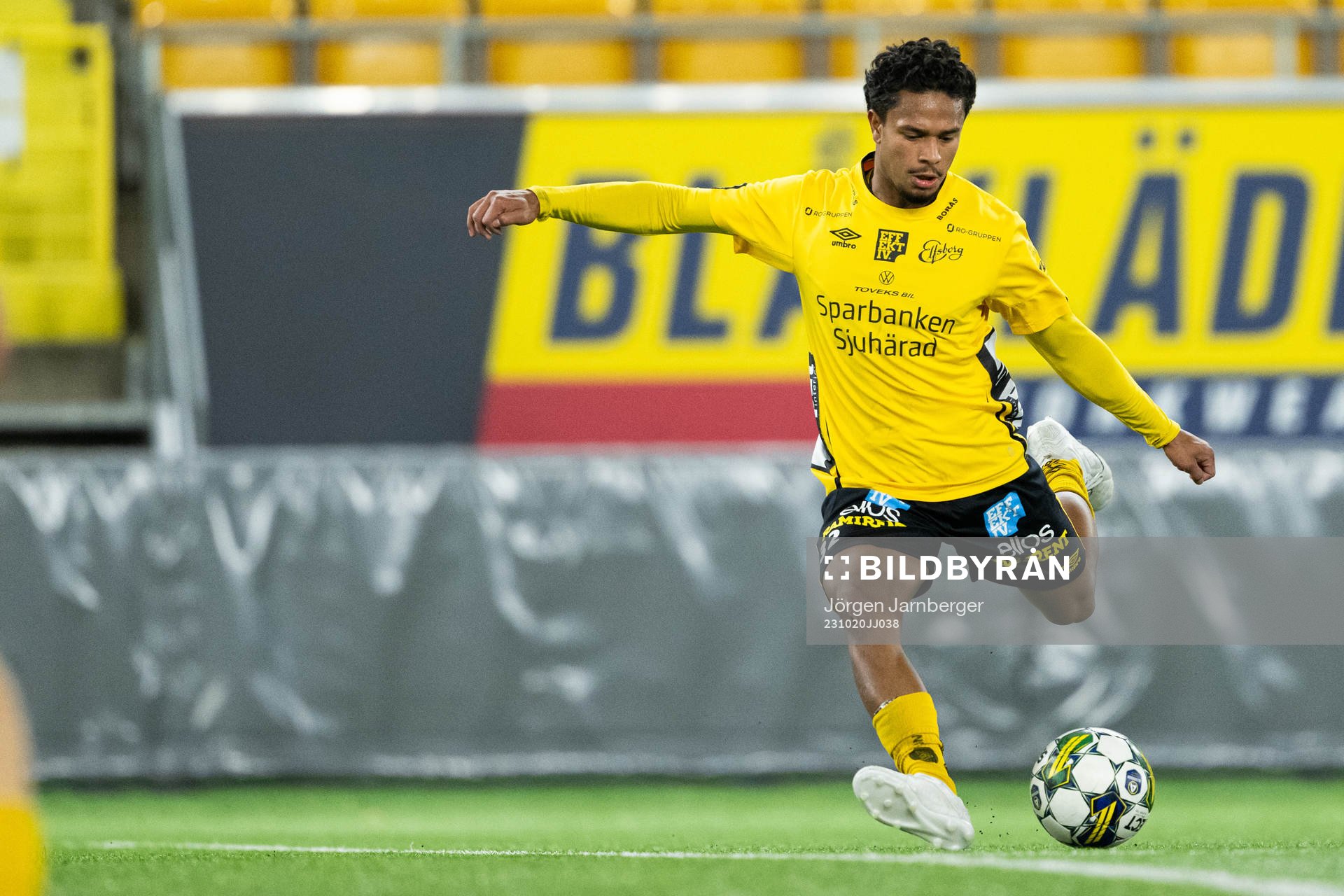 Elfsborgs Andrés Lindberg under fotbollsmatchen i P19 Superettan södra mellan Elfsborg och Norrby den 20 oktober 2023 i Borås. 