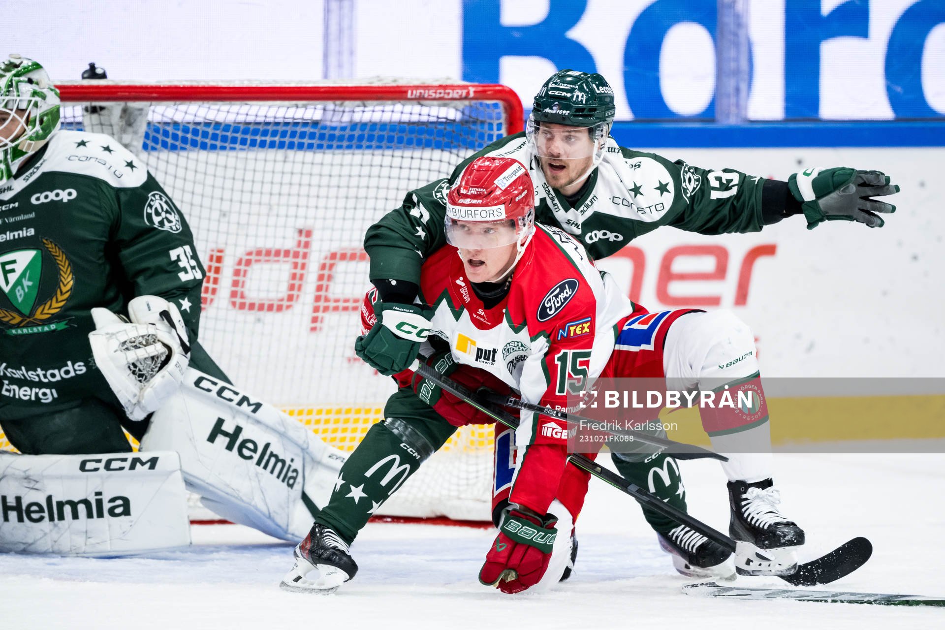 Frölundas Gustav Rydahl och Färjestads Joel Kellman