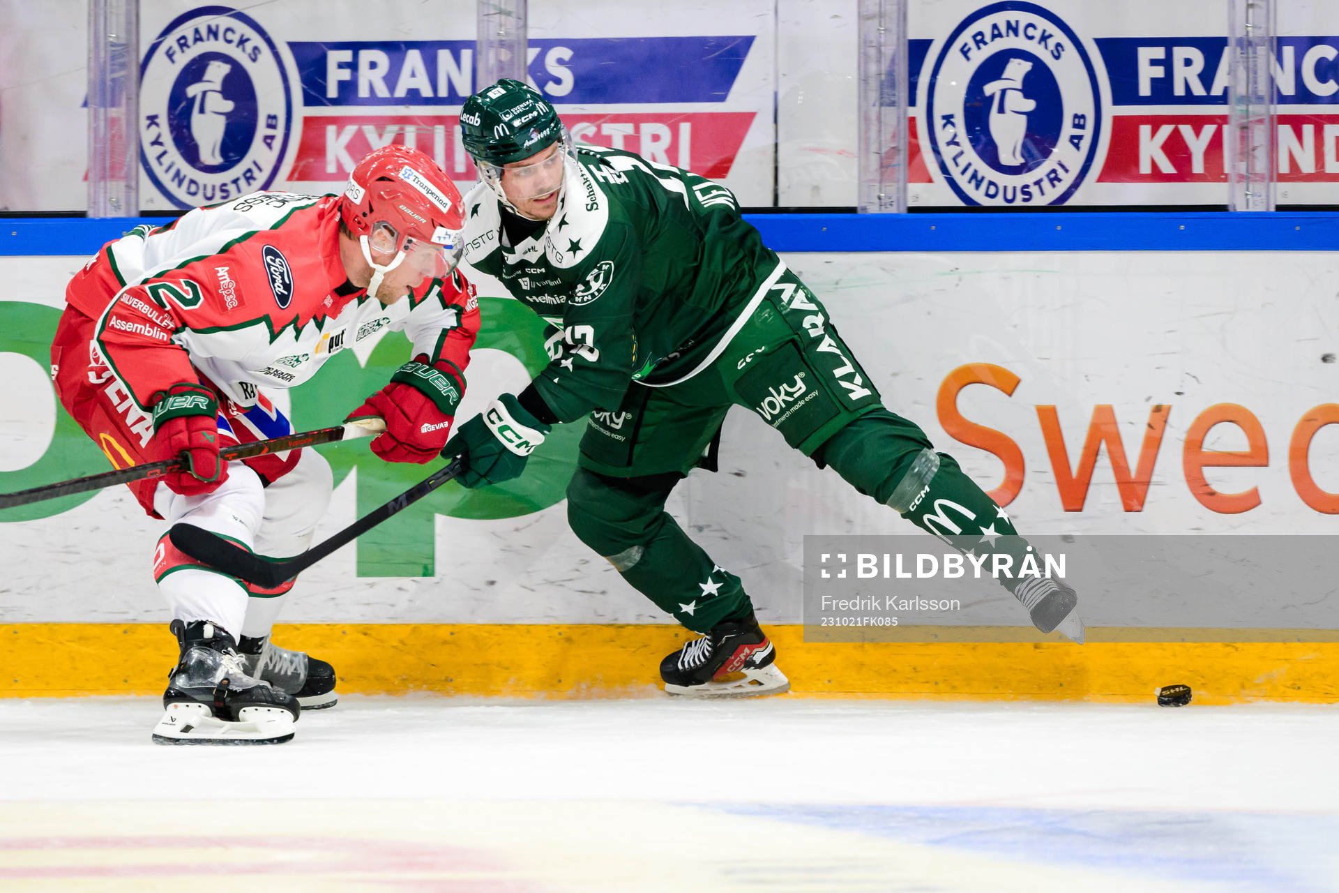 Frölundas Christian Folin och Färjestads Joel Kellman