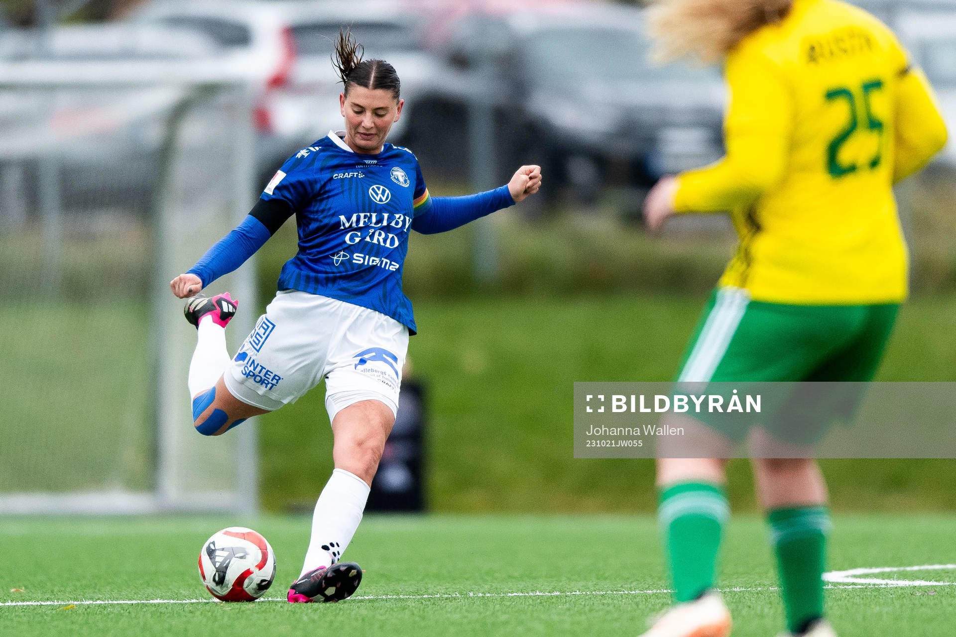 Trelleborgs Saga Ollerstam under fotbollsmatchen i Elitettan mellan Bollstanäs och Trelleborg den 21 oktober 2023 i Upplands Väsby.