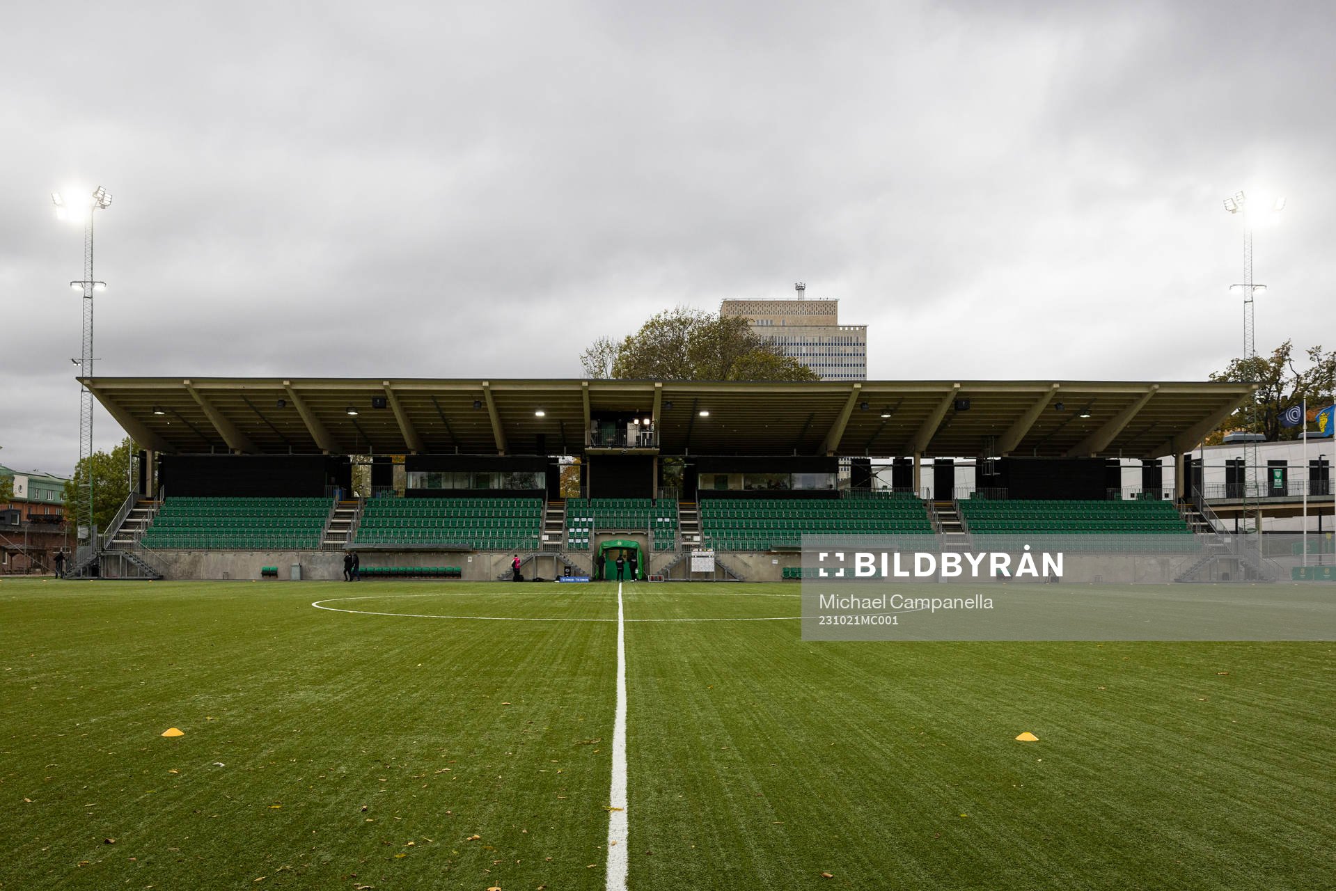 Generell vy på Hammarby IP innan fotbollsmatchen i