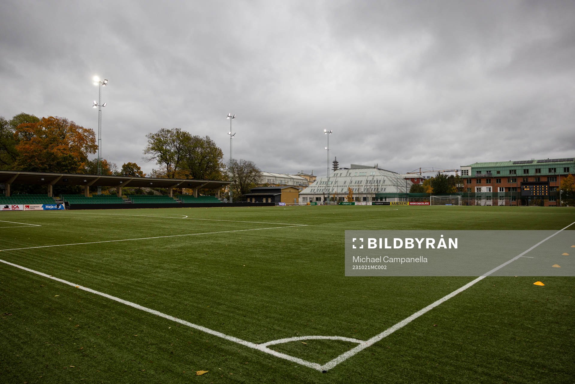 Generell vy på Hammarby IP innan fotbollsmatchen i