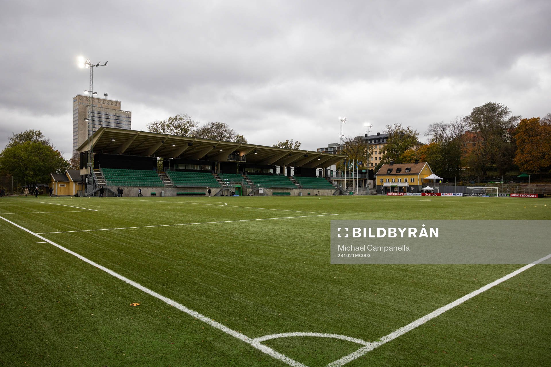 Generell vy på Hammarby IP innan fotbollsmatchen i