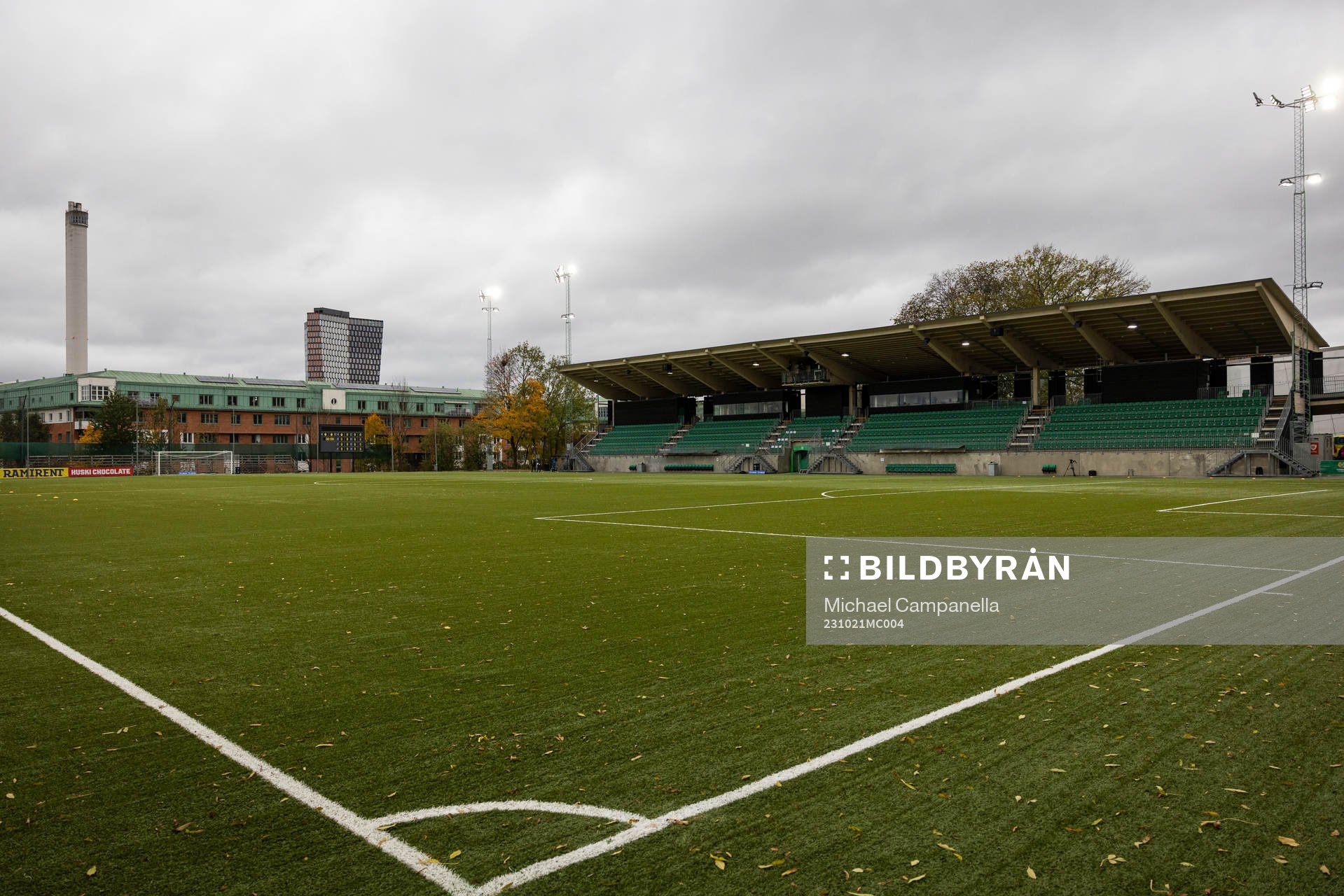 Generell vy på Hammarby IP innan fotbollsmatchen i