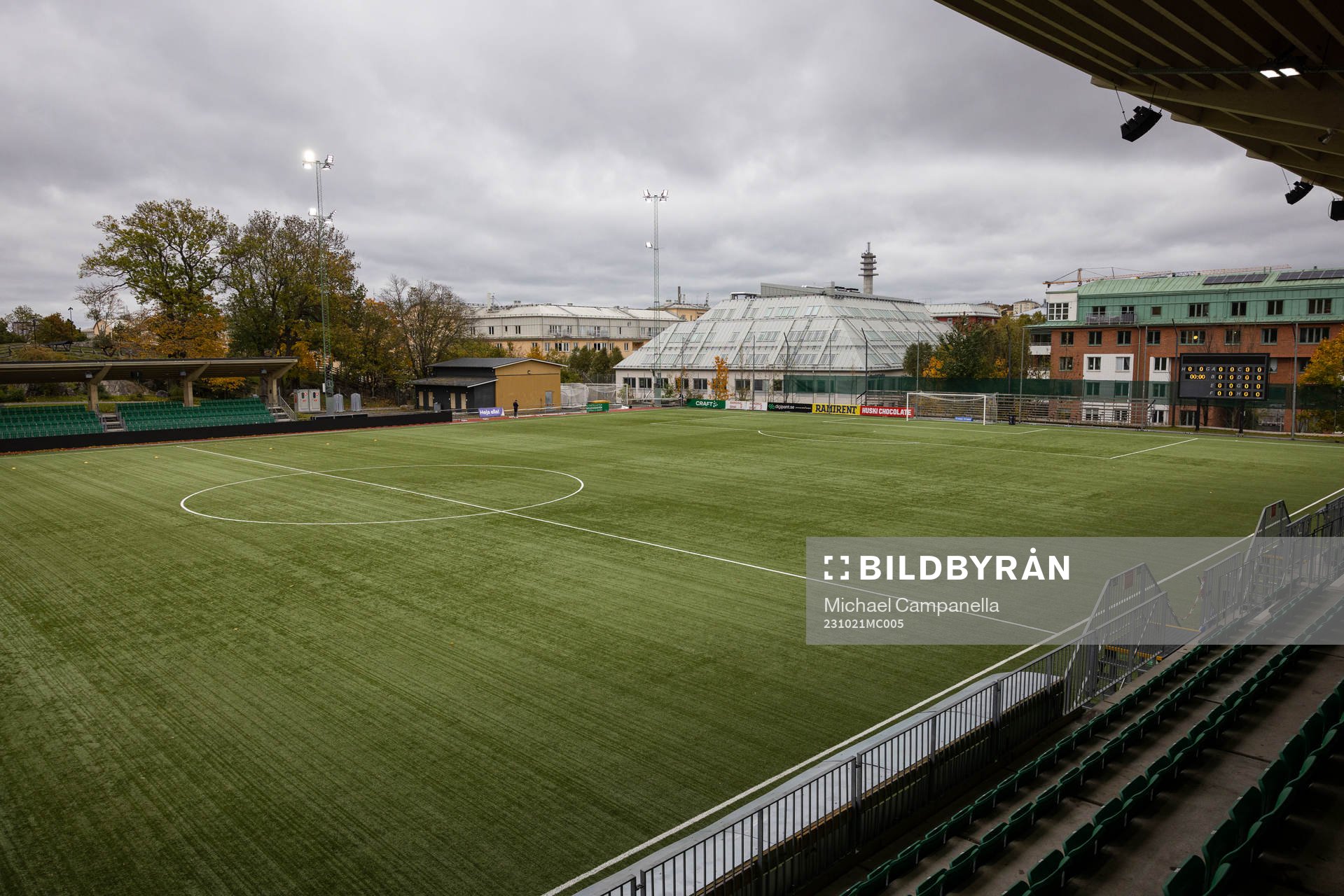 Generell vy på Hammarby IP innan fotbollsmatchen i