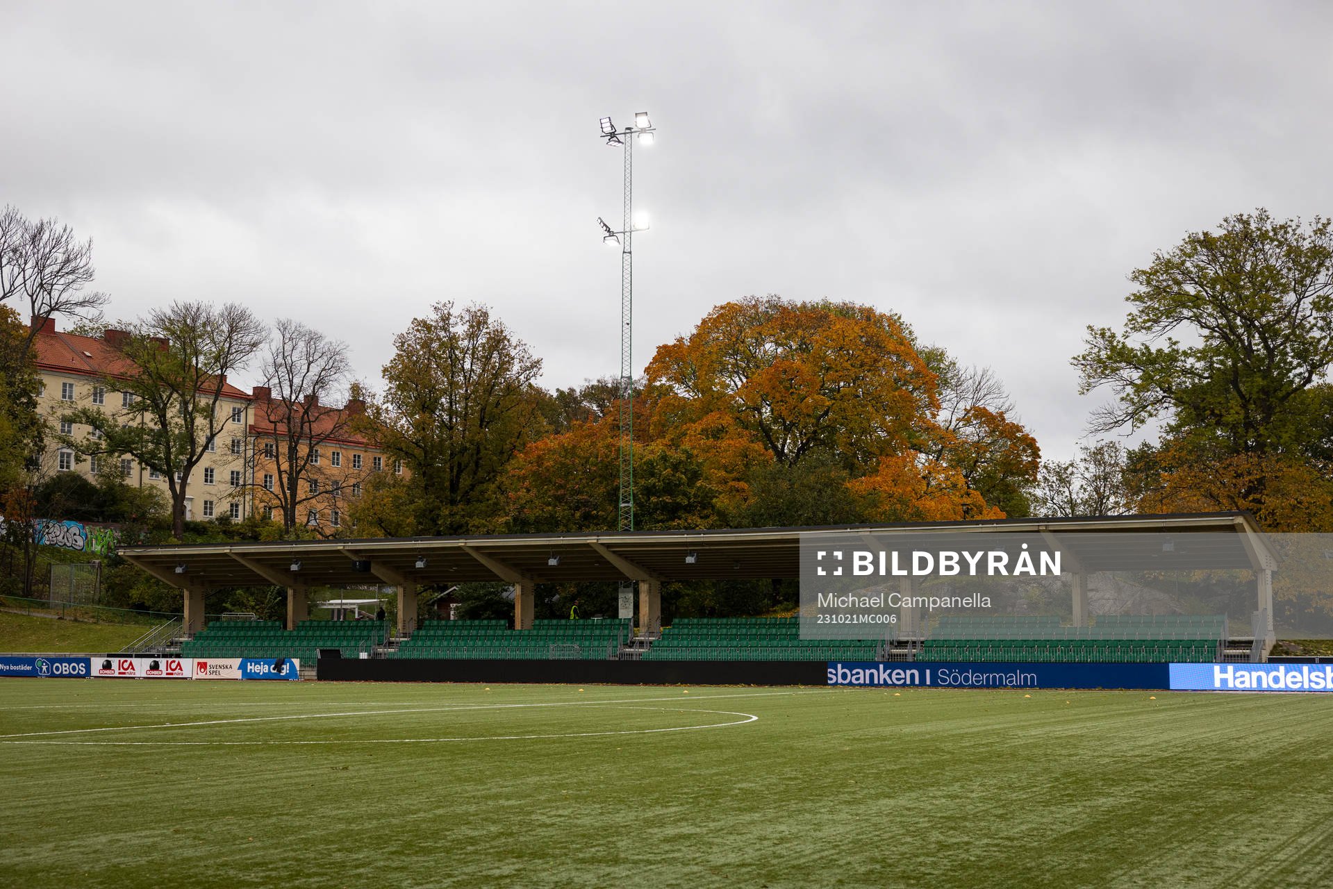 Generell vy på Hammarby IP innan fotbollsmatchen i