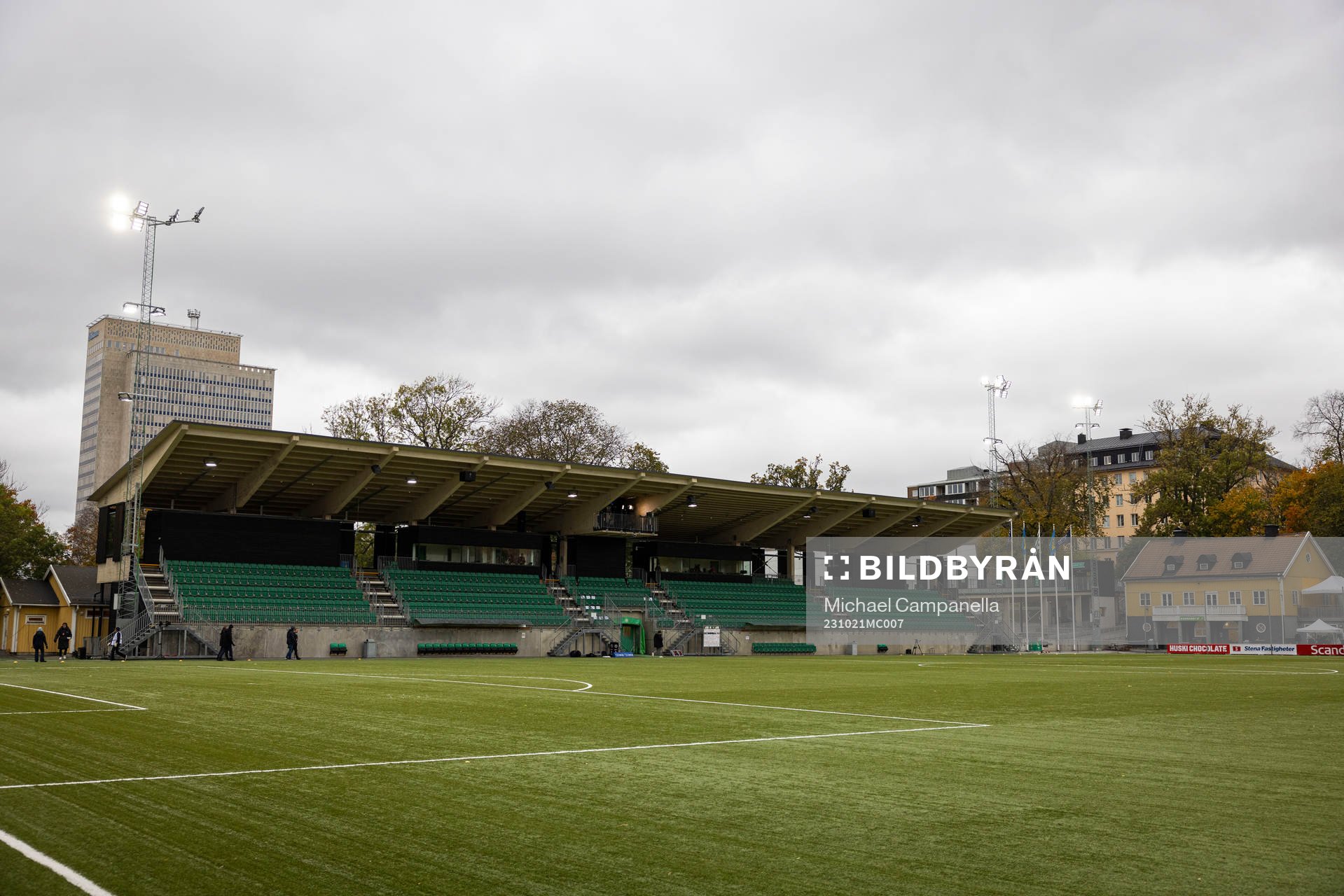 Generell vy på Hammarby IP innan fotbollsmatchen i