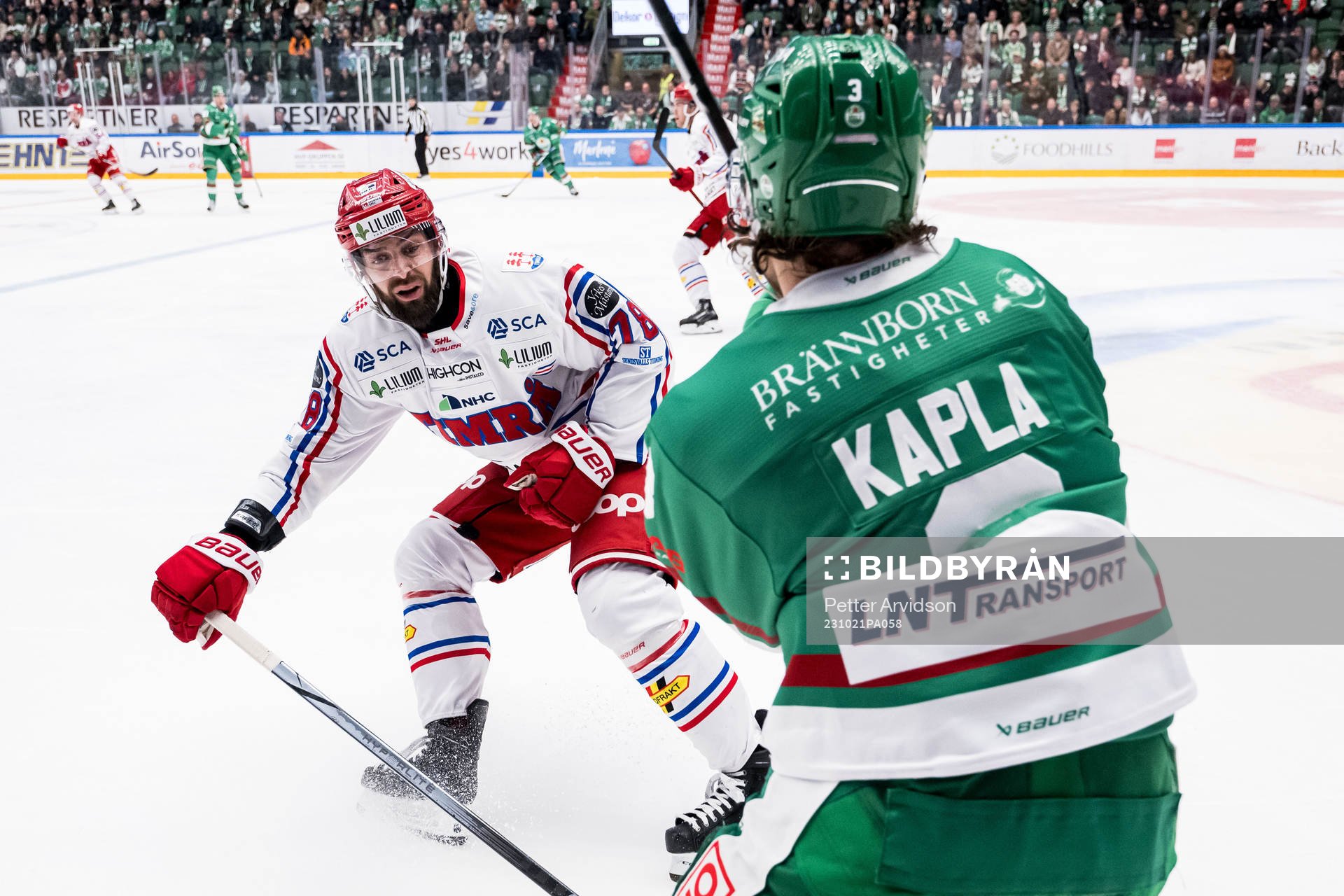 Timrå IKs Robin Hanzl och Rögle BKs Michael Kapla