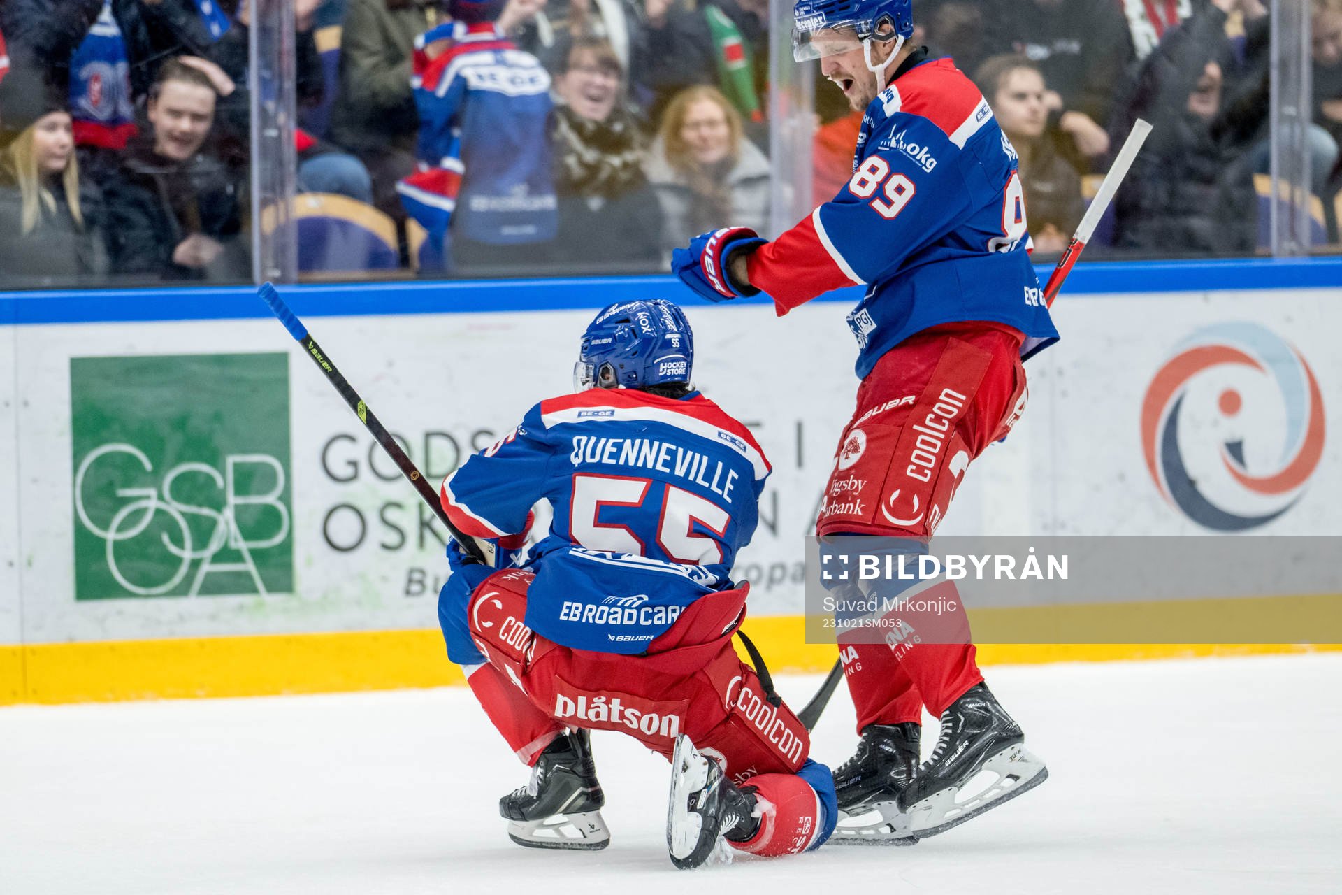 Oskarshamns David Quenneville och Patrik Karlkvist jublar