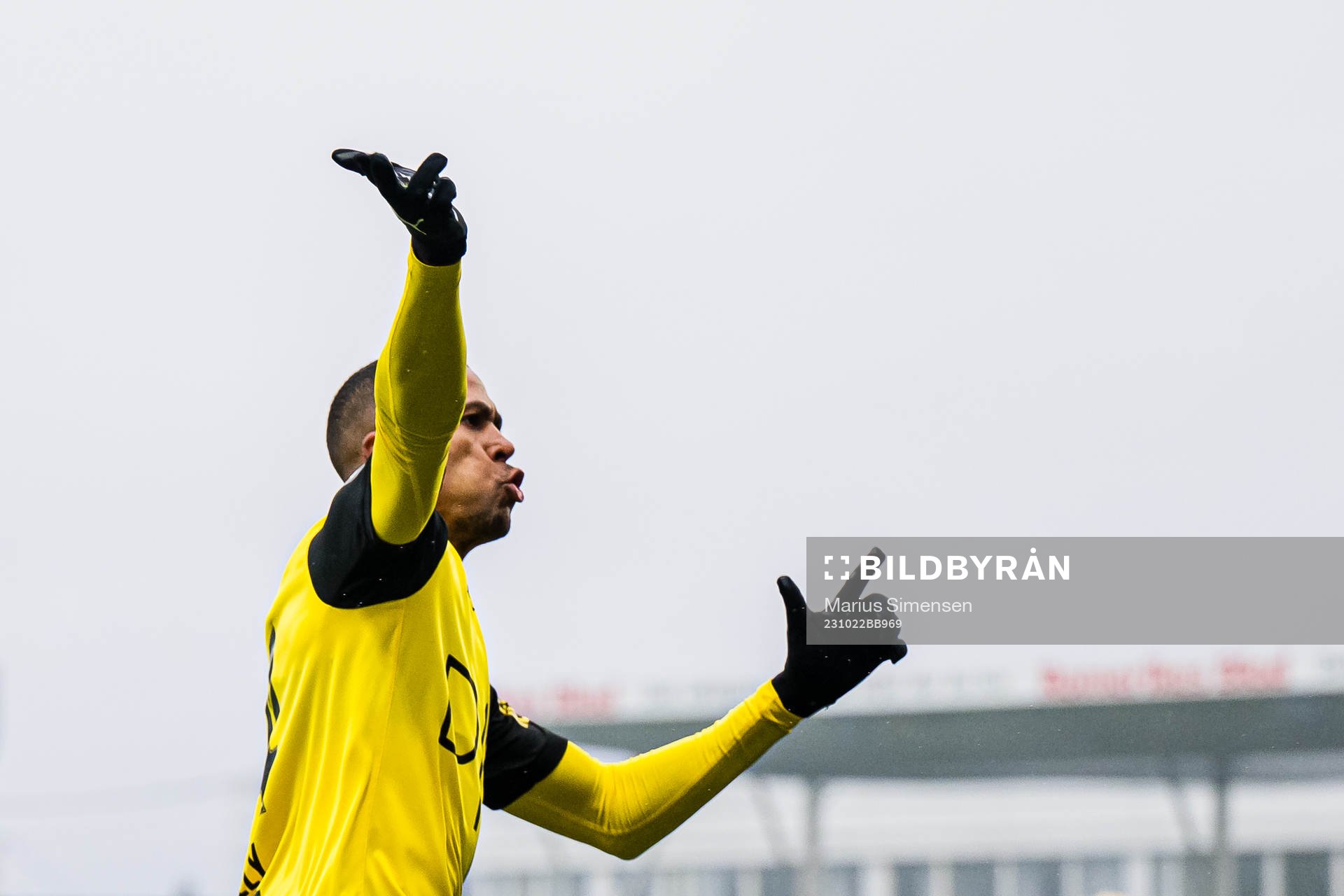 Mathis Gazoa Kippersund Bolly of Lillestrøm celebrates after scoring the 2-0 goal during the Eliteserien match between Lillestrøm and Vålerenga on October 22, 2023 in Lillestrøm.