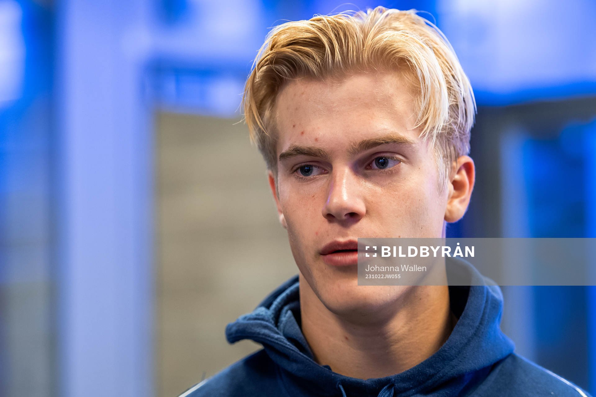 Djurgårdens Lucas Bergvall i mixade zonen