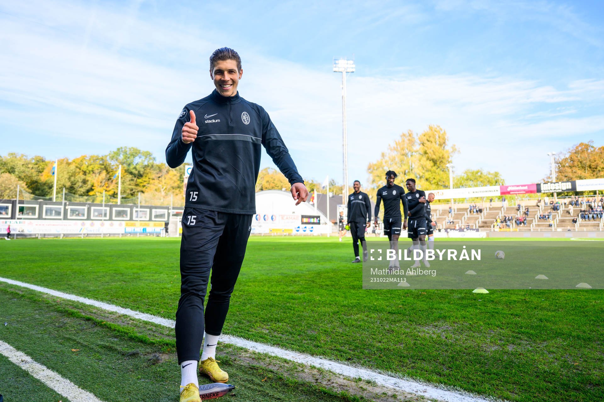 Landskronas Unai Veiga González inför fotbollsmatchen i Superettan mellan Landskrona och Västerås SK den 22 oktober 2023 i Landskrona.