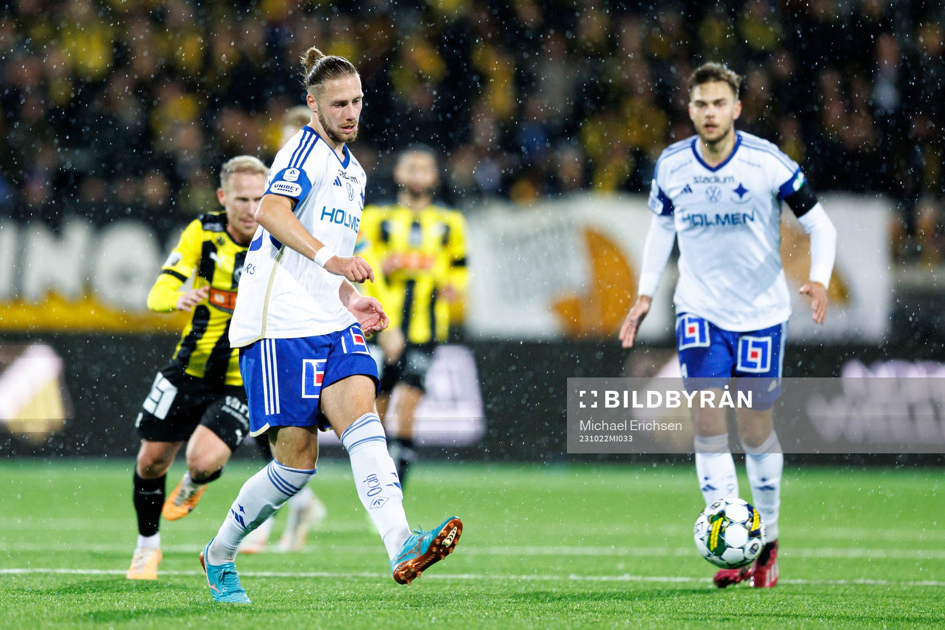 IFK Norrköpings Kevin Höög Jansson under fotbollsmatchen i Allsvenskan mellan Häcken och IFK Norrköping den 22 oktober 2023 i Göteborg.