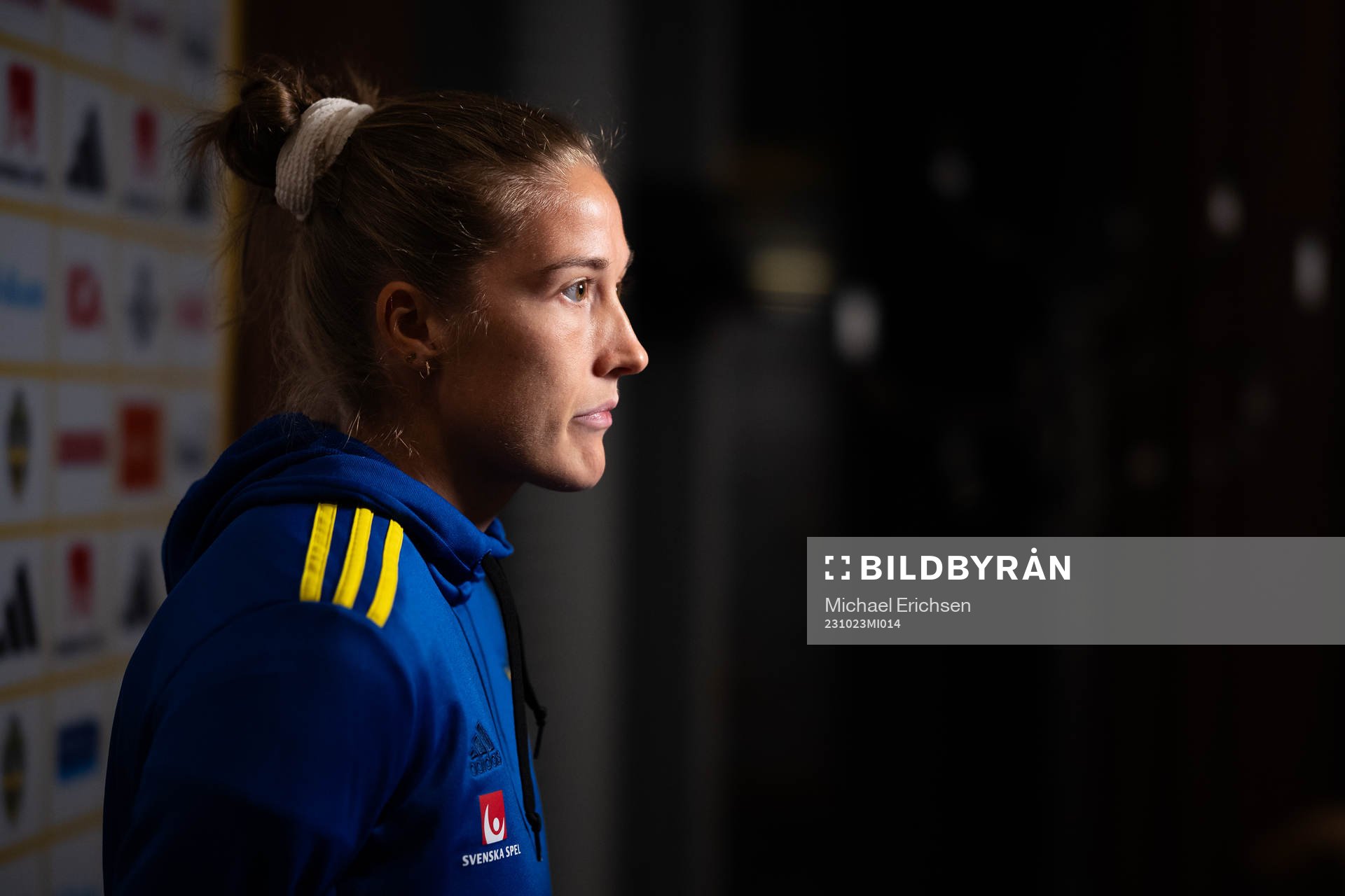 Filippa Angeldahl of Sweden is interviewed at a press event