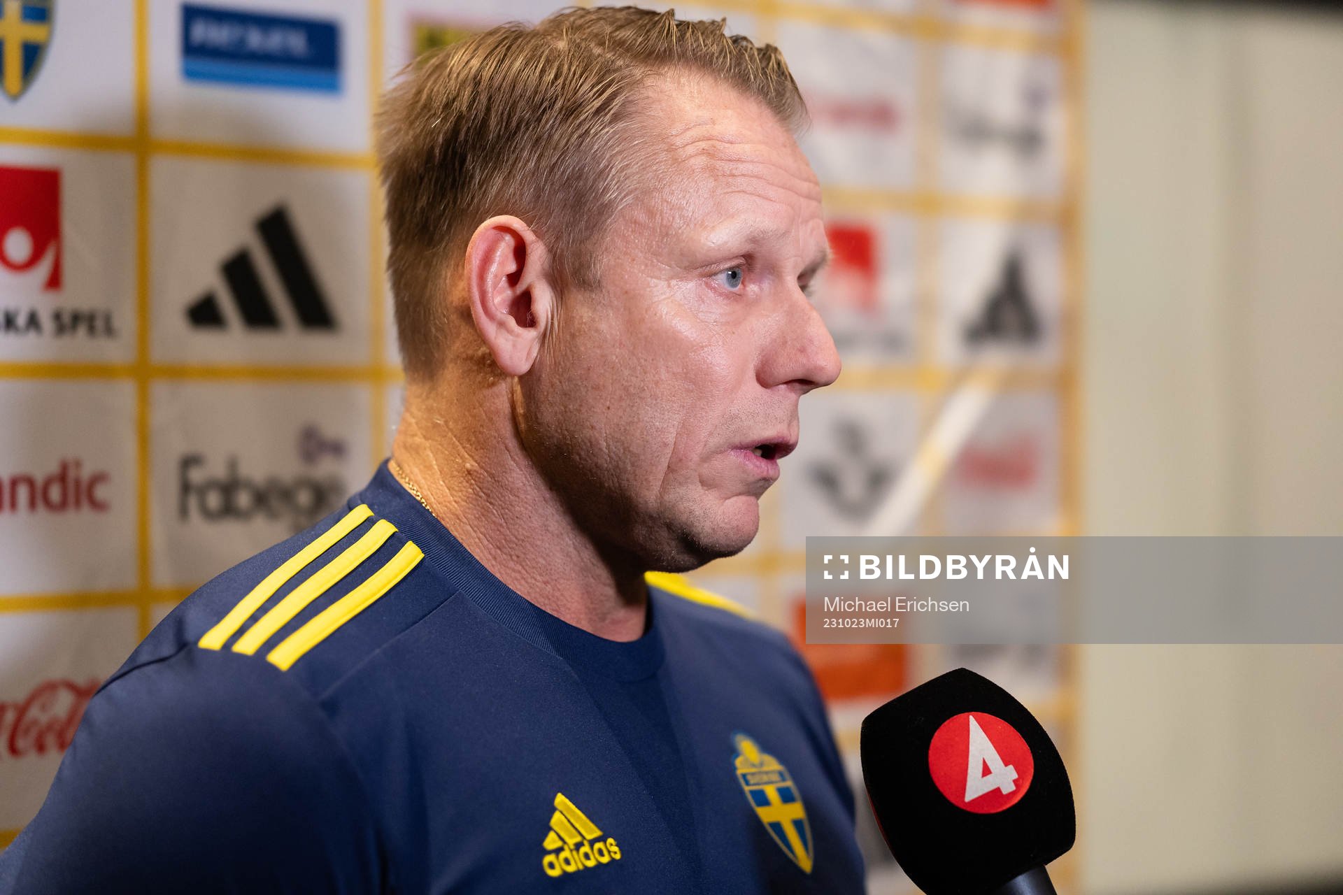 Head of security Stefan Dejemyr of Sweden is interviewed at