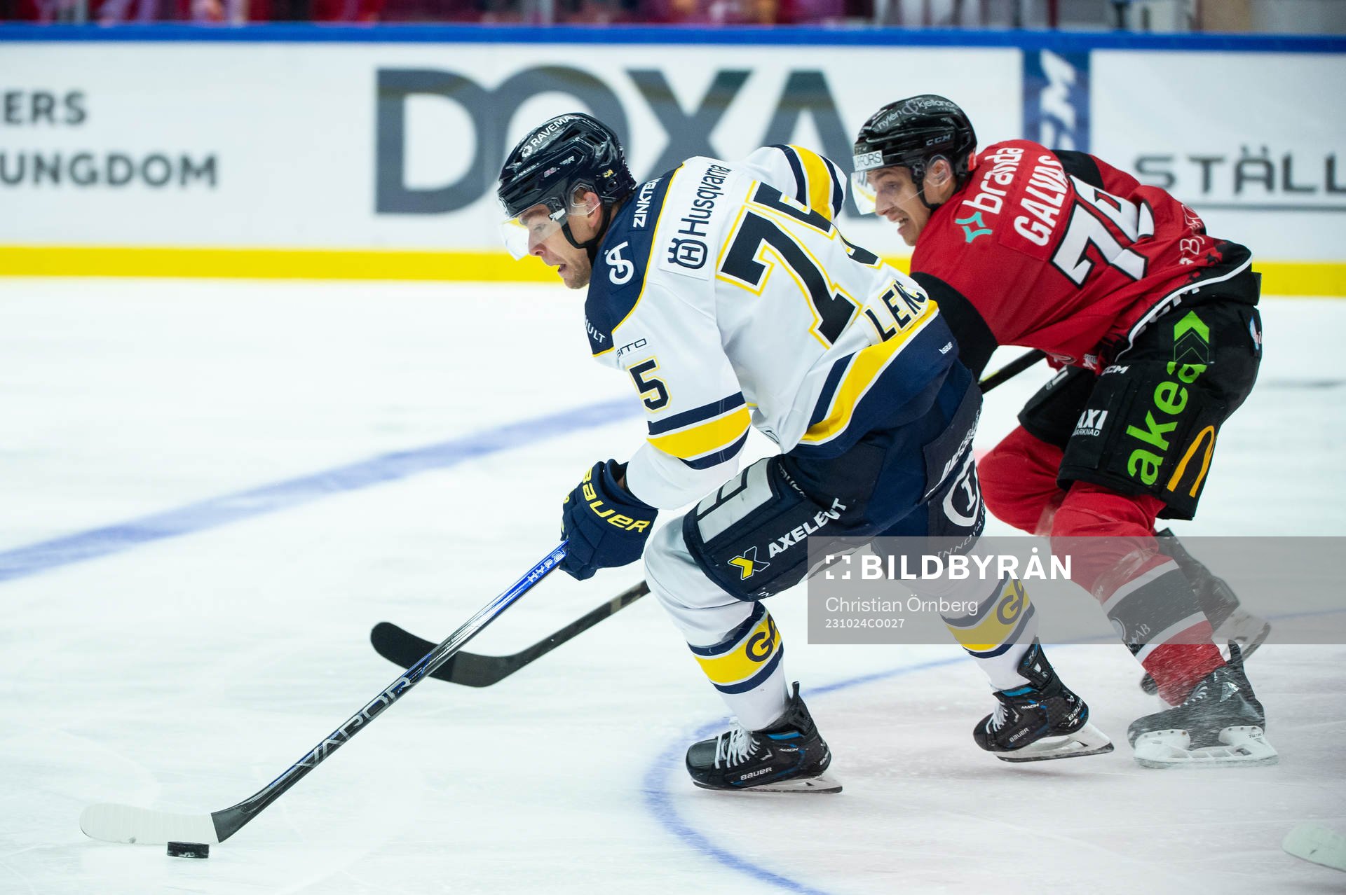 HV71s Radan Lenc och Malmö Redhawks Jakub Galvas