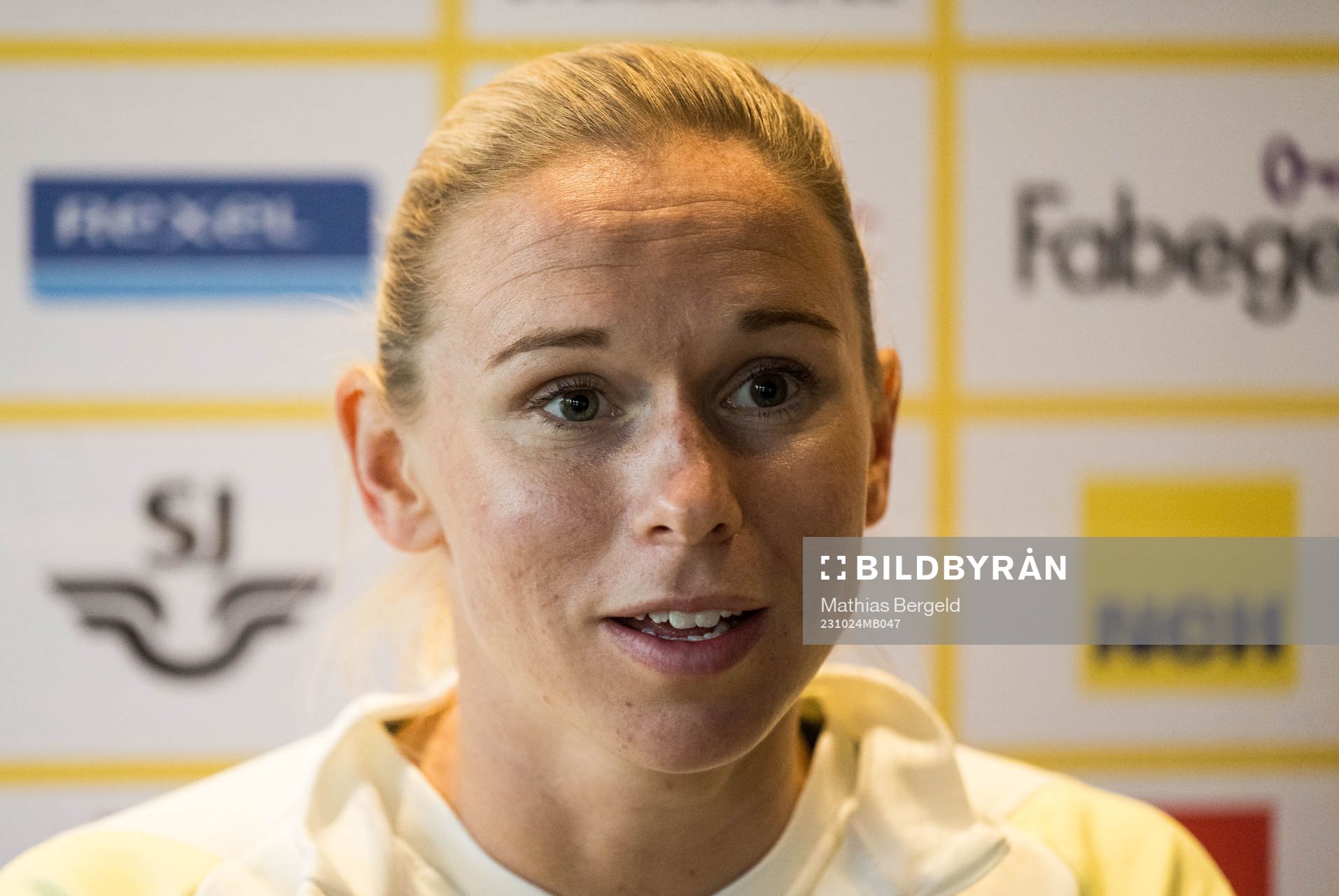 Jonna Andersson of Sweden is interviewed